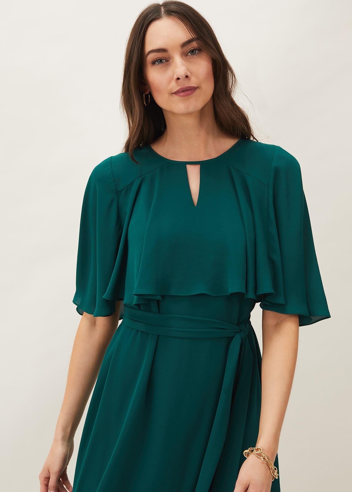 Alexia Double Layered Fit And Flare Belted Dress