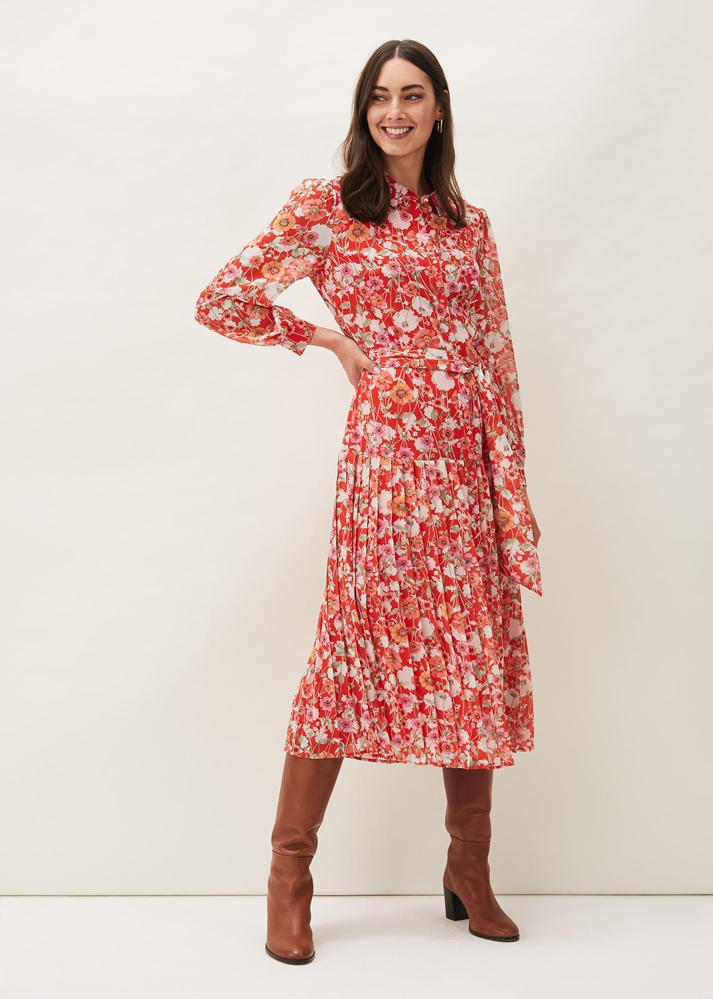 Lottie Floral Pleated Shirt Dress