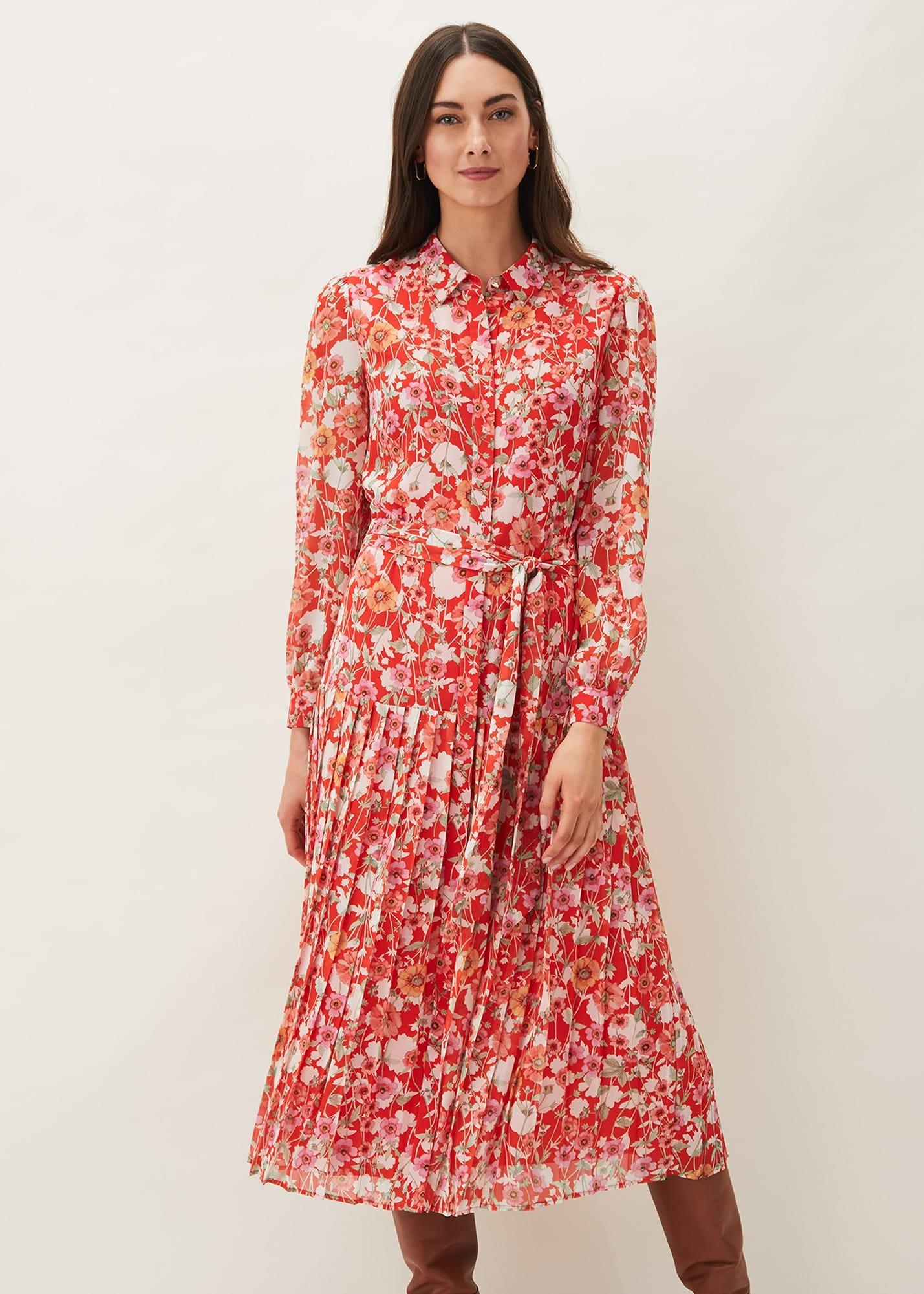 Lottie Floral Pleated Shirt Dress