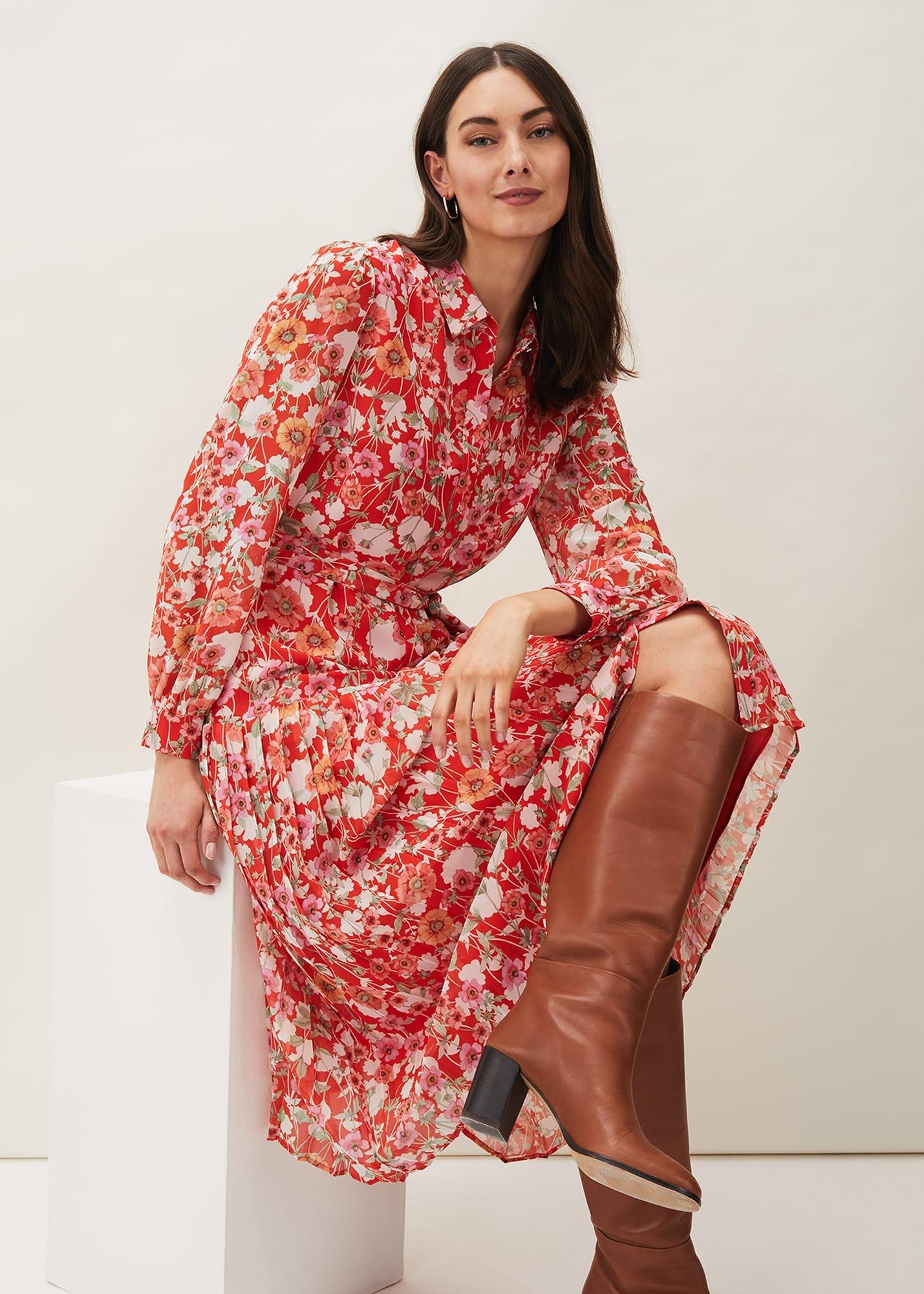 Lottie Floral Pleated Shirt Dress