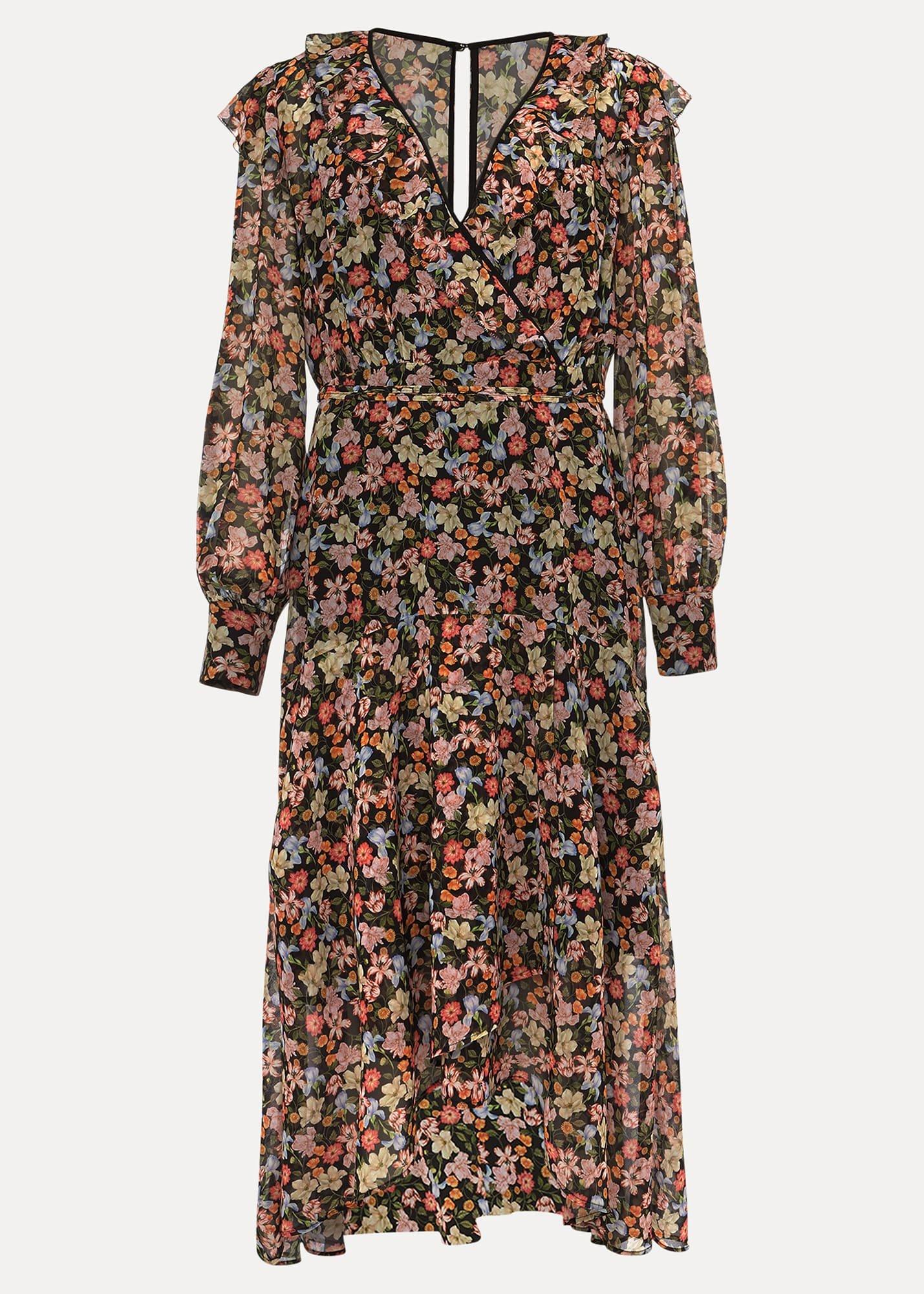 Sadie Floral Chiffon V-Neck Midi Dress