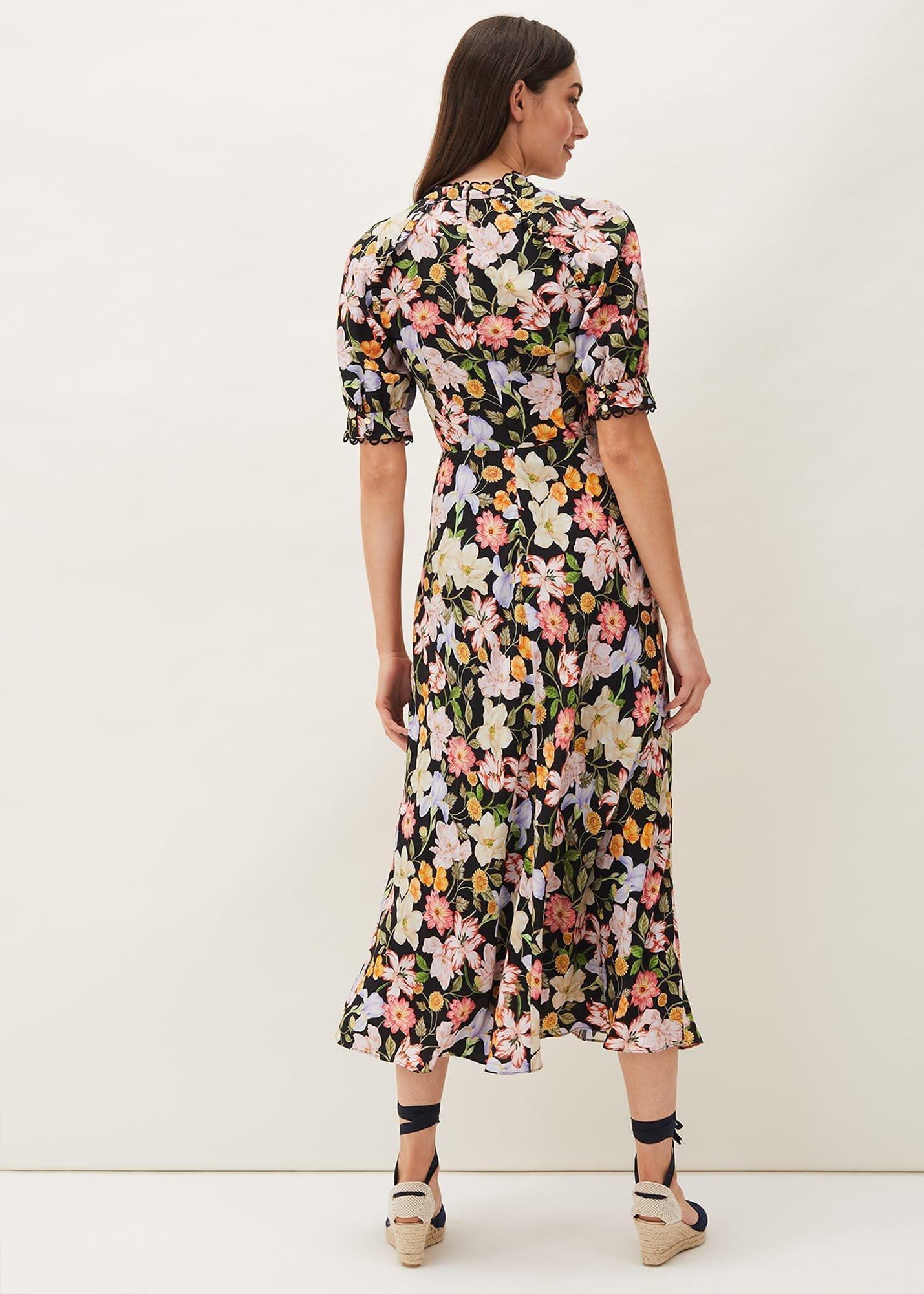 Penelope Floral Puff Sleeve Midi Dress