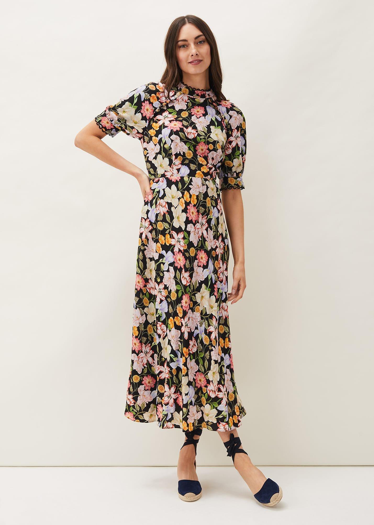 Penelope Floral Puff Sleeve Midi Dress