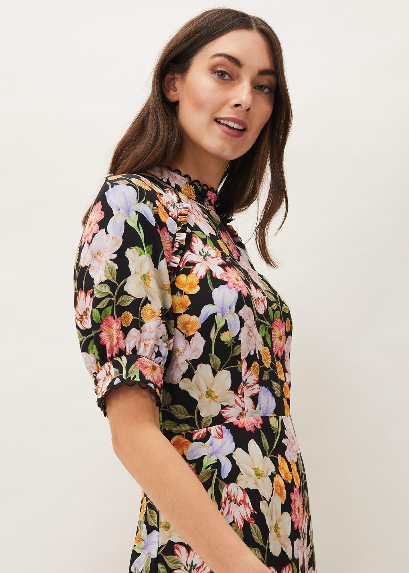 Penelope Floral Puff Sleeve Midi Dress