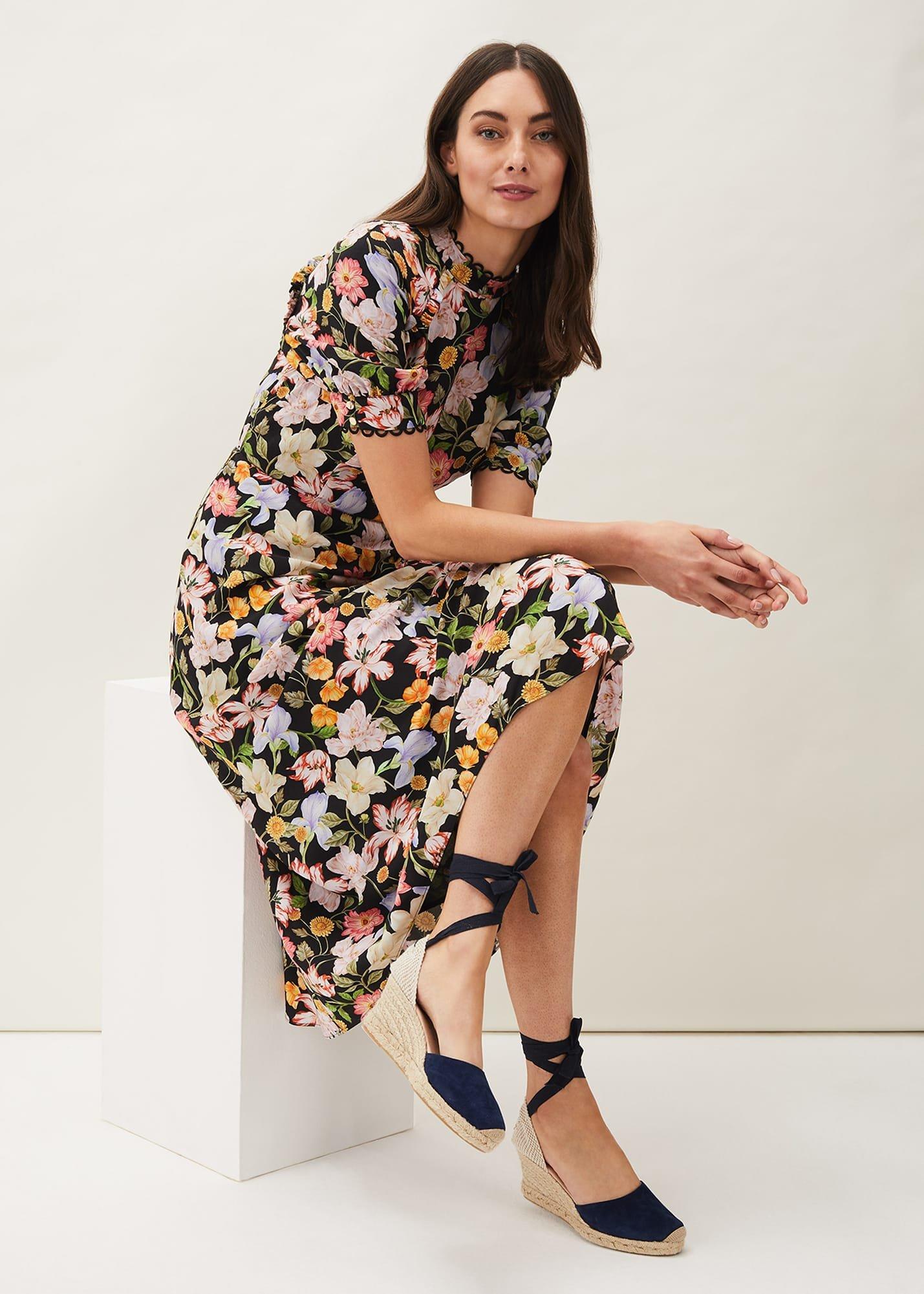 Penelope Floral Puff Sleeve Midi Dress