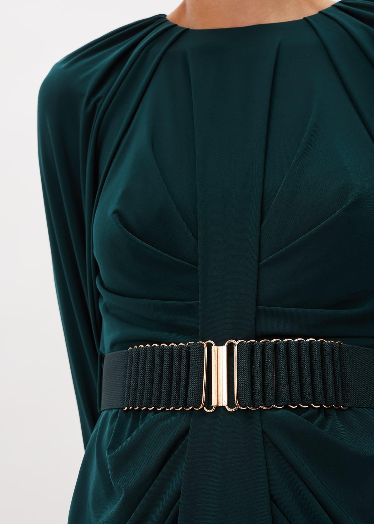 Mya Ruched Belted Jersey Dress