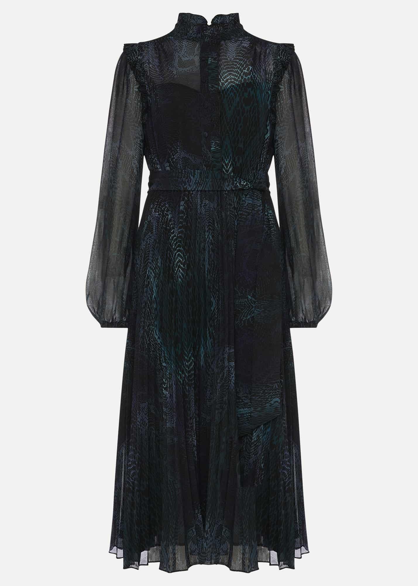 Camina Snake Print Pleated Dress