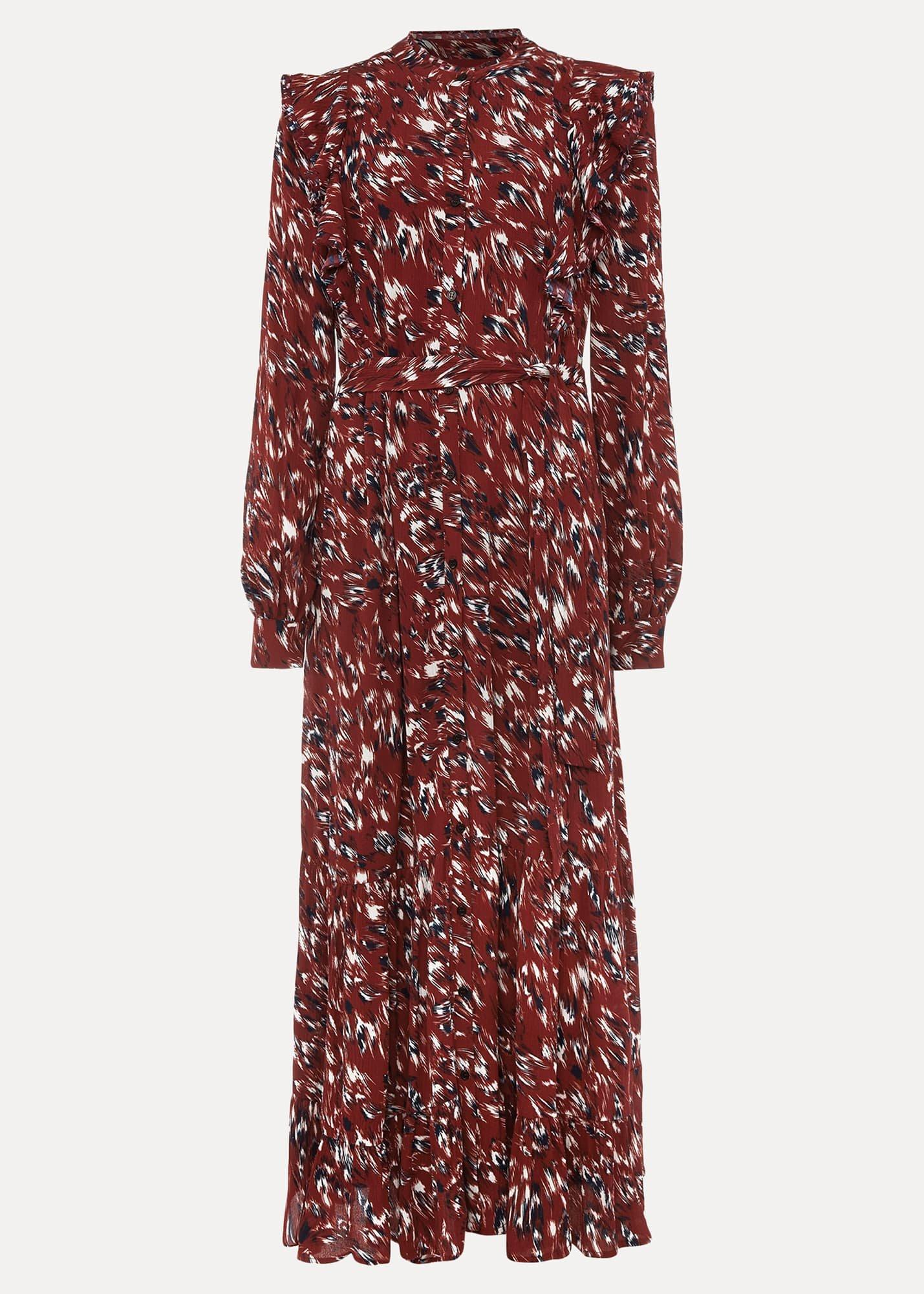 Helen Abstract Feather Print Midaxi Dress