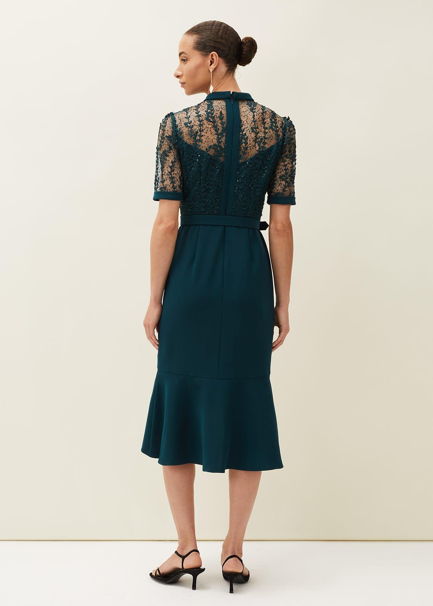 Alesia Lace Bodice Belted Dress