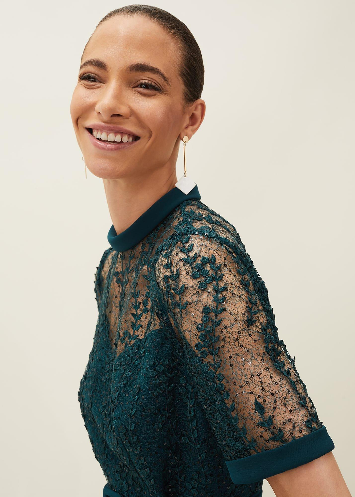 Alesia Lace Bodice Belted Dress