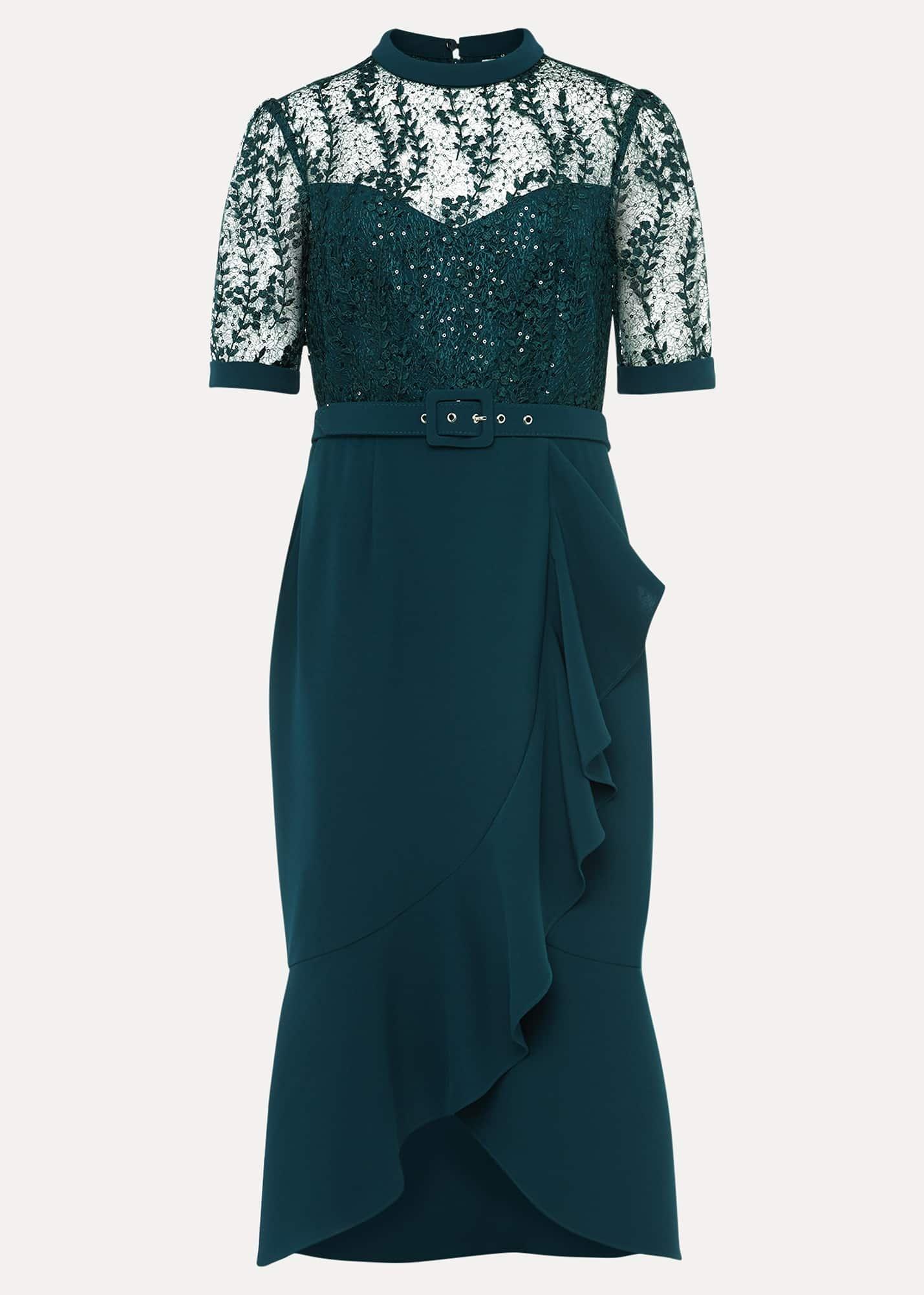 Alesia Lace Bodice Belted Dress
