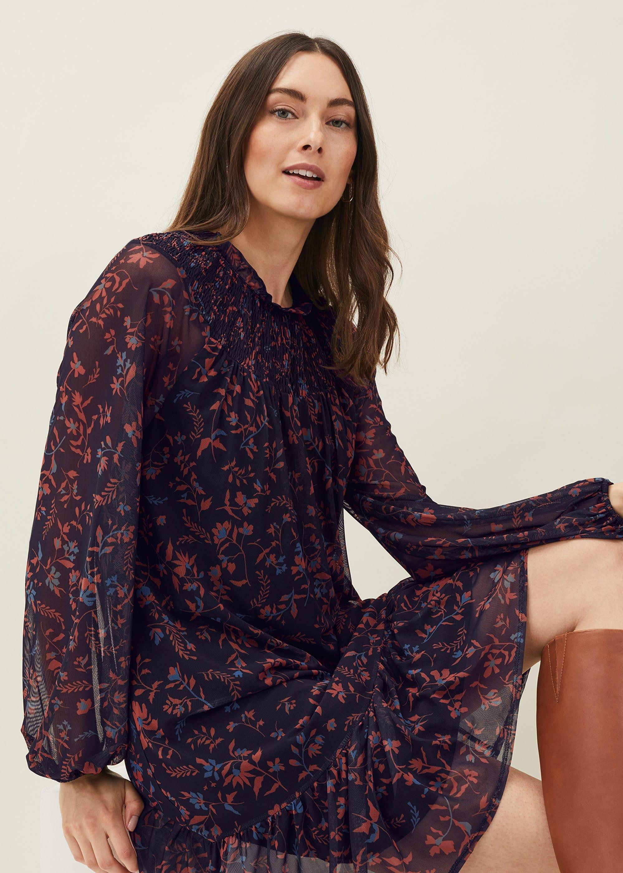 Keleigh Floral Chiffon Bell Sleeve Dress