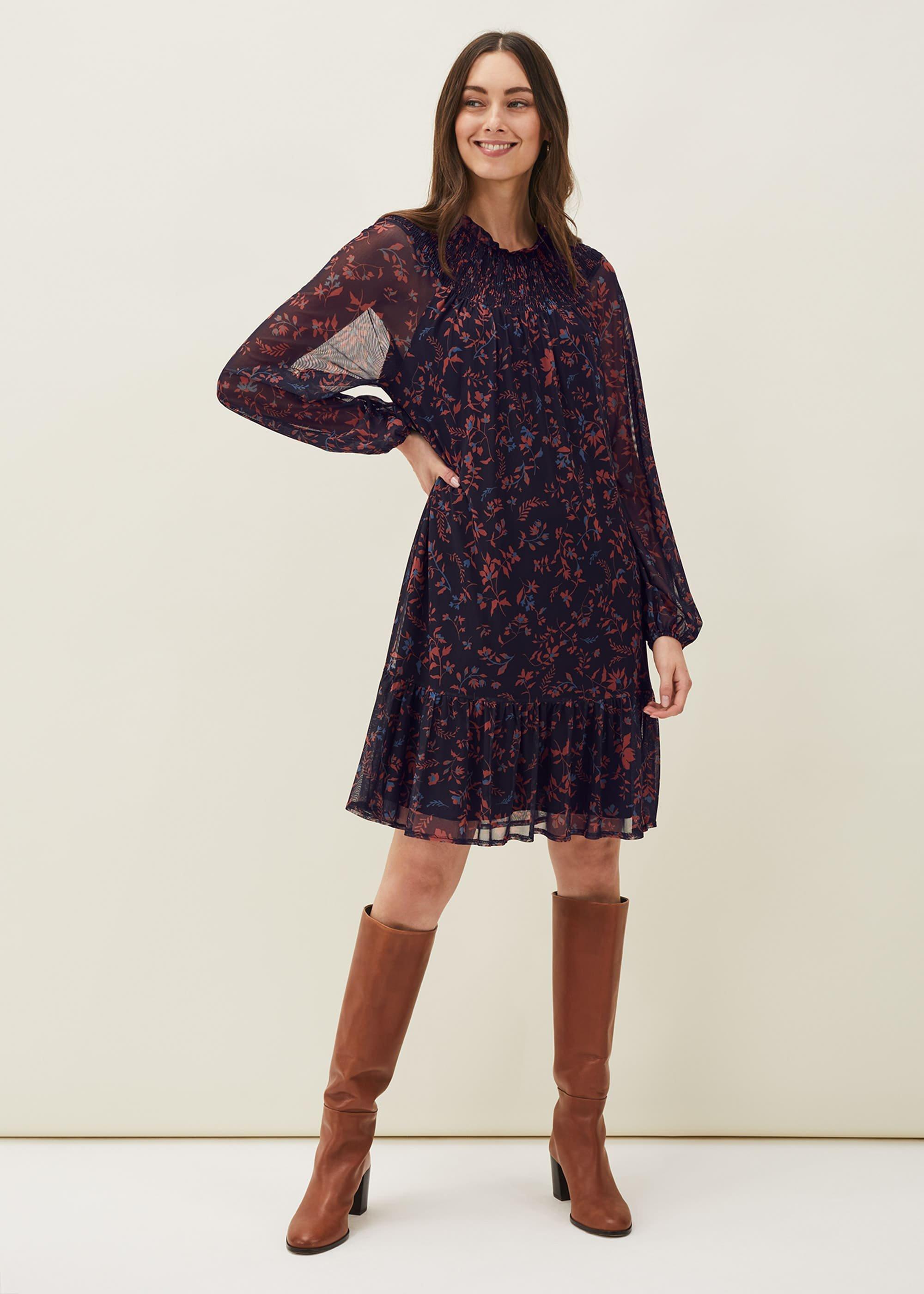 Keleigh Floral Chiffon Bell Sleeve Dress