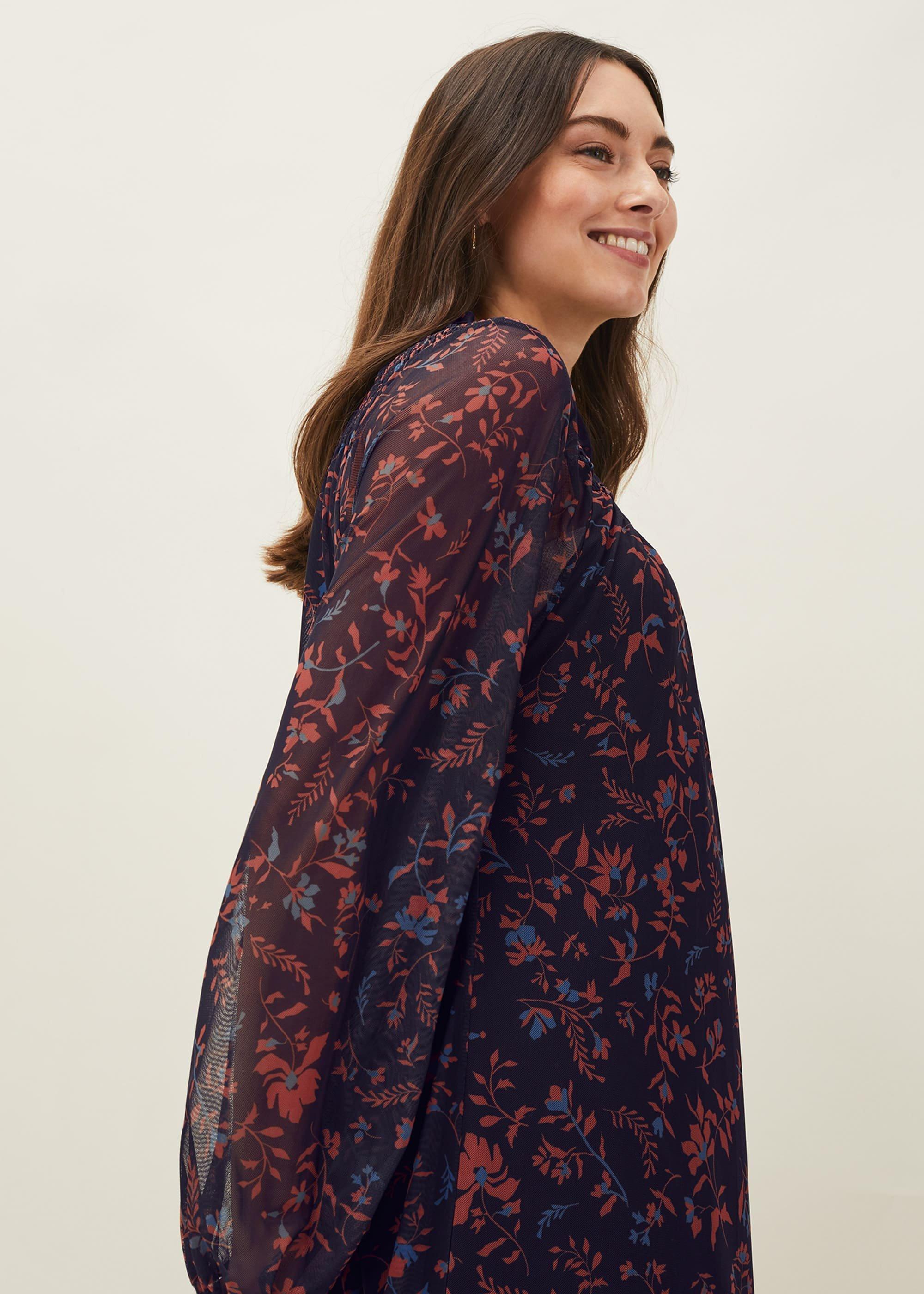 Keleigh Floral Chiffon Bell Sleeve Dress