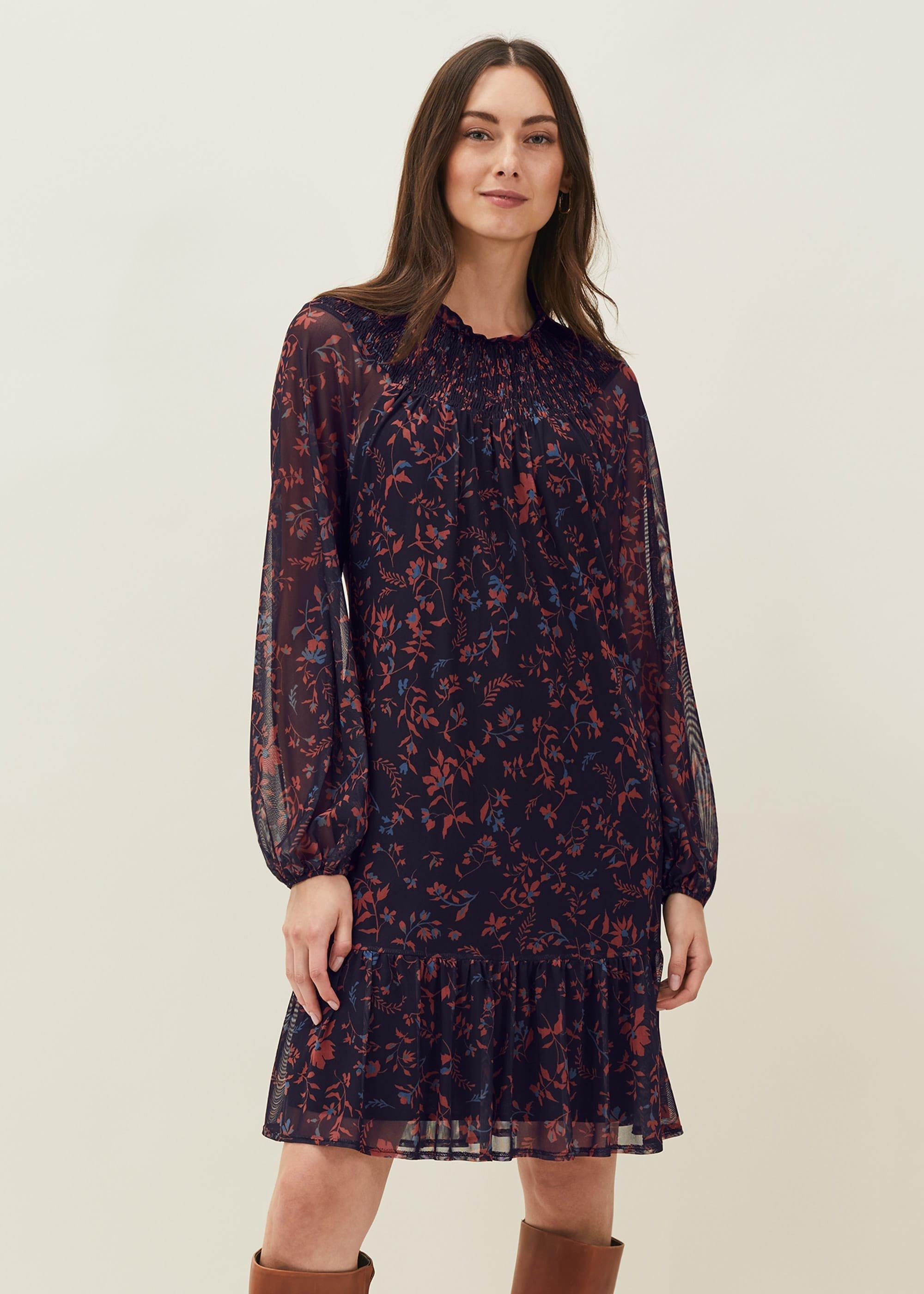 Keleigh Floral Chiffon Bell Sleeve Dress
