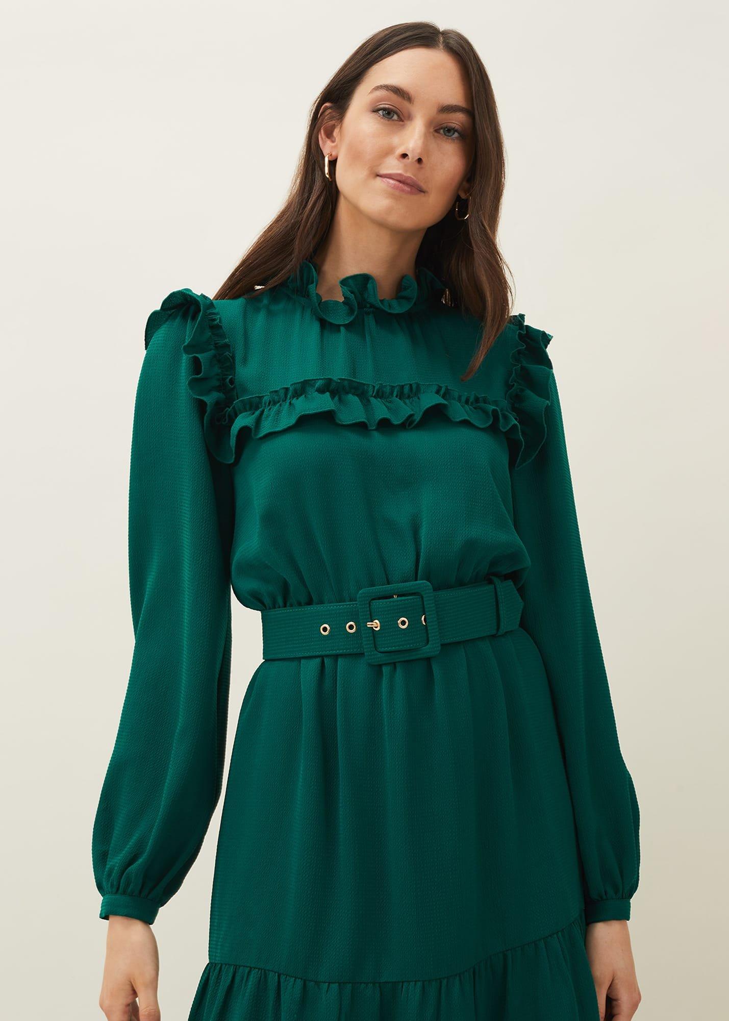 Olive Frill Tiered Dress