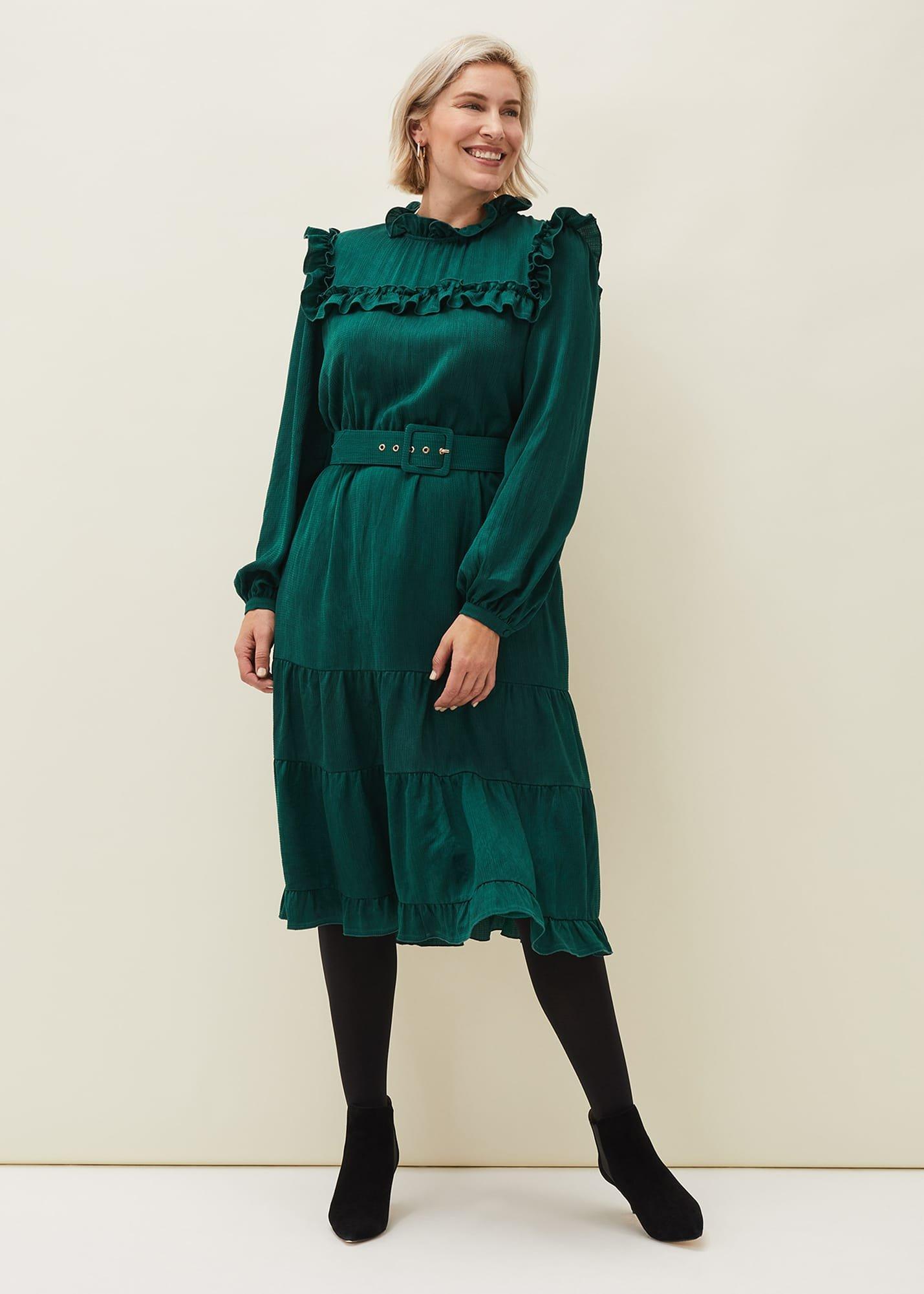 Olive Frill Tiered Dress