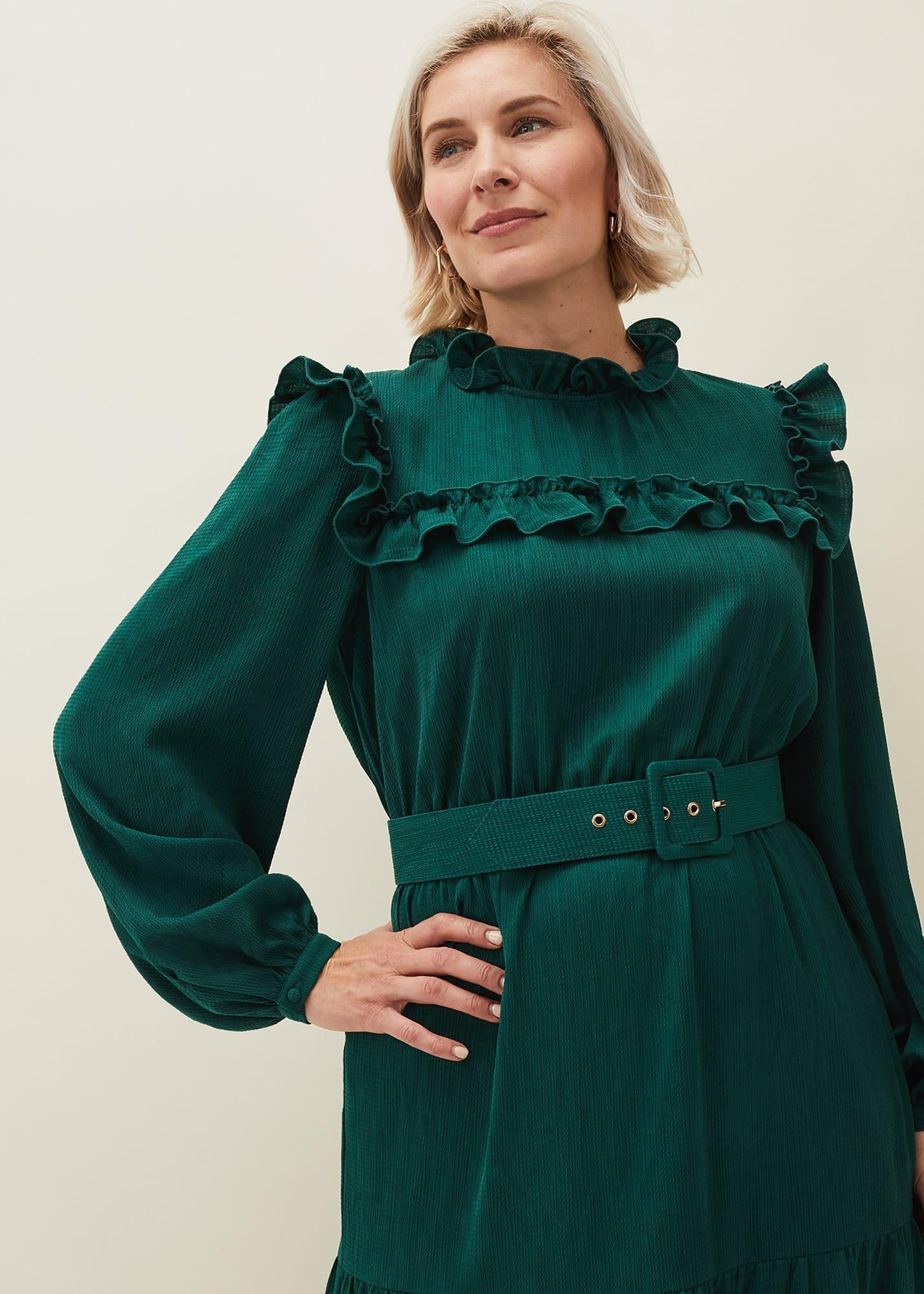 Olive Frill Tiered Dress
