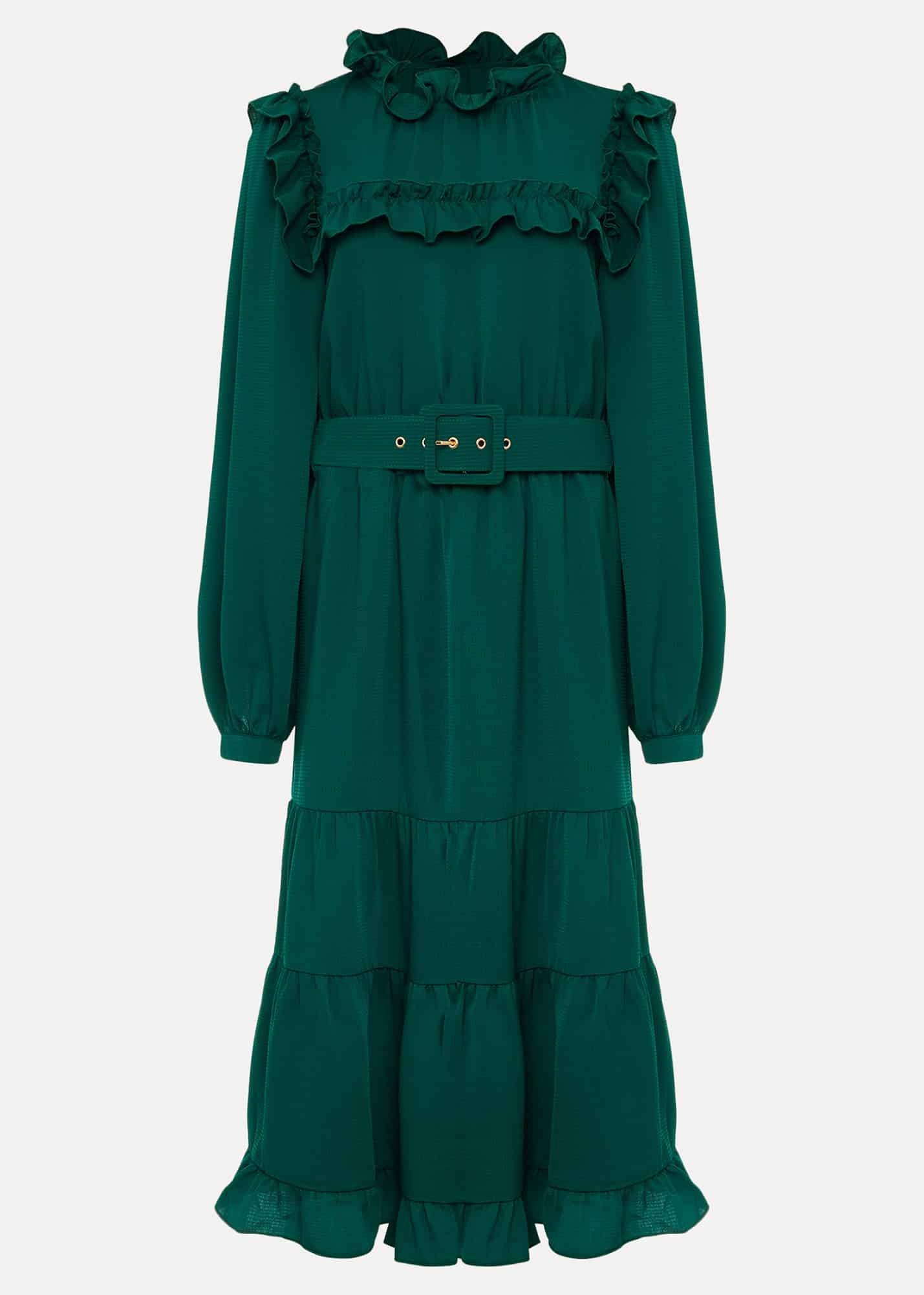 Olive Frill Tiered Dress