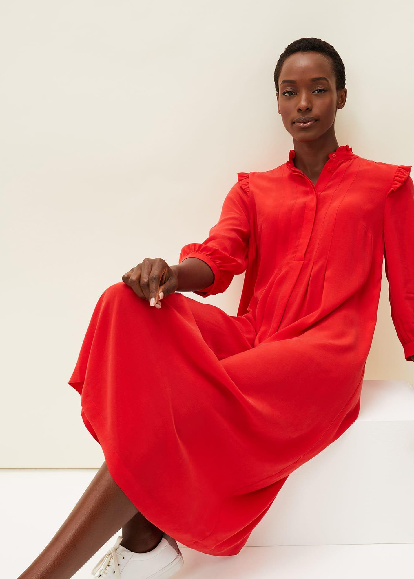 Nivana Frill Shirt Midi Dress