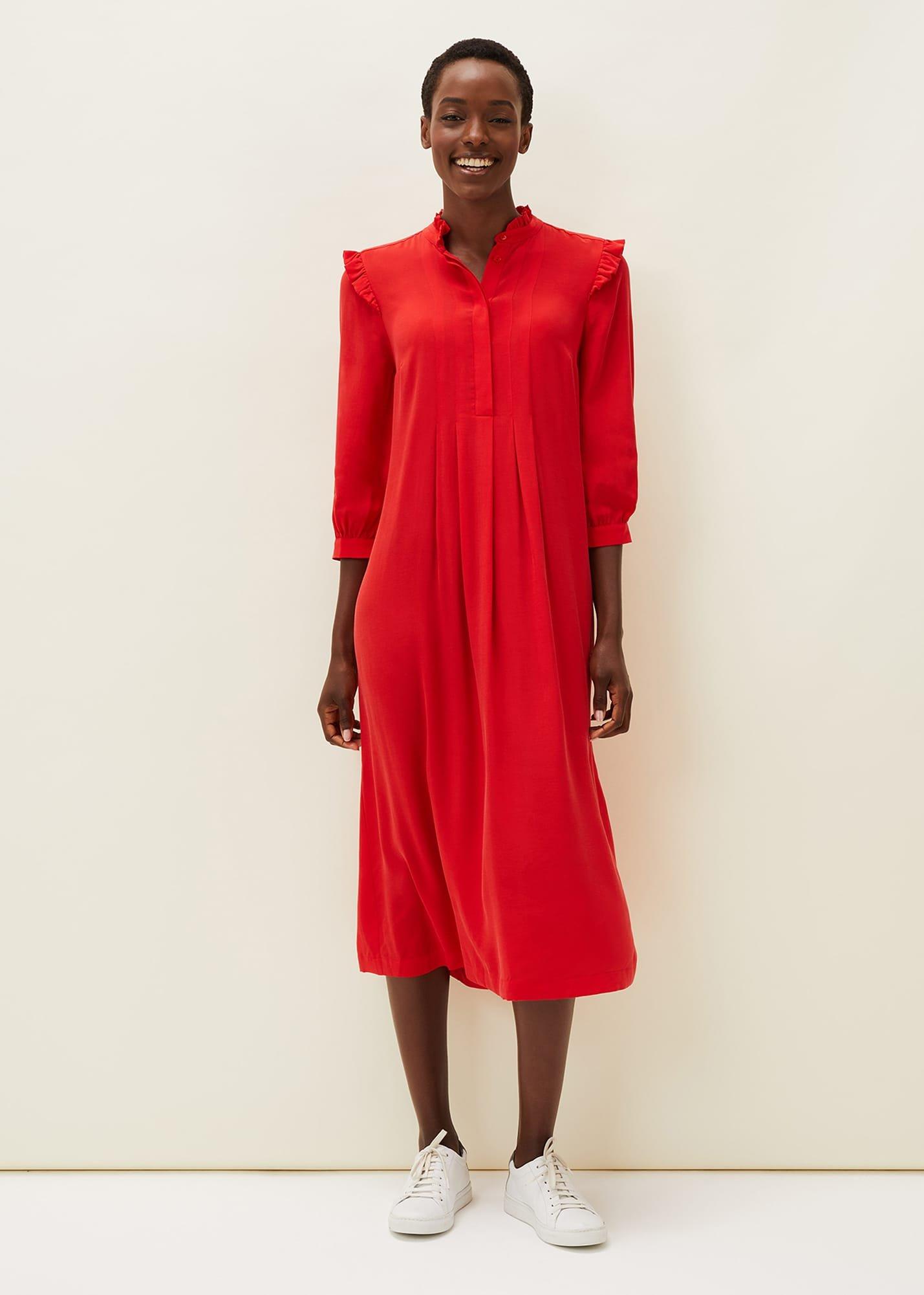 Nivana Frill Shirt Midi Dress
