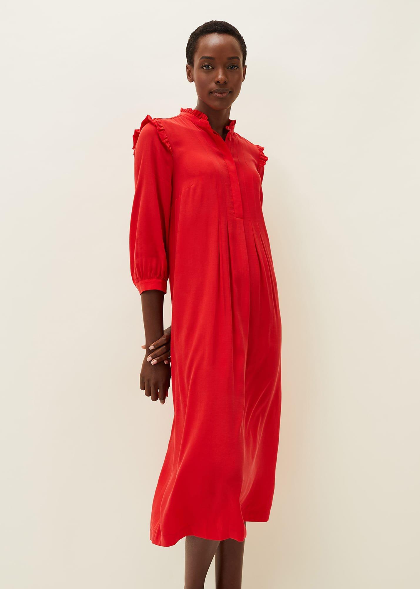 Nivana Frill Shirt Midi Dress