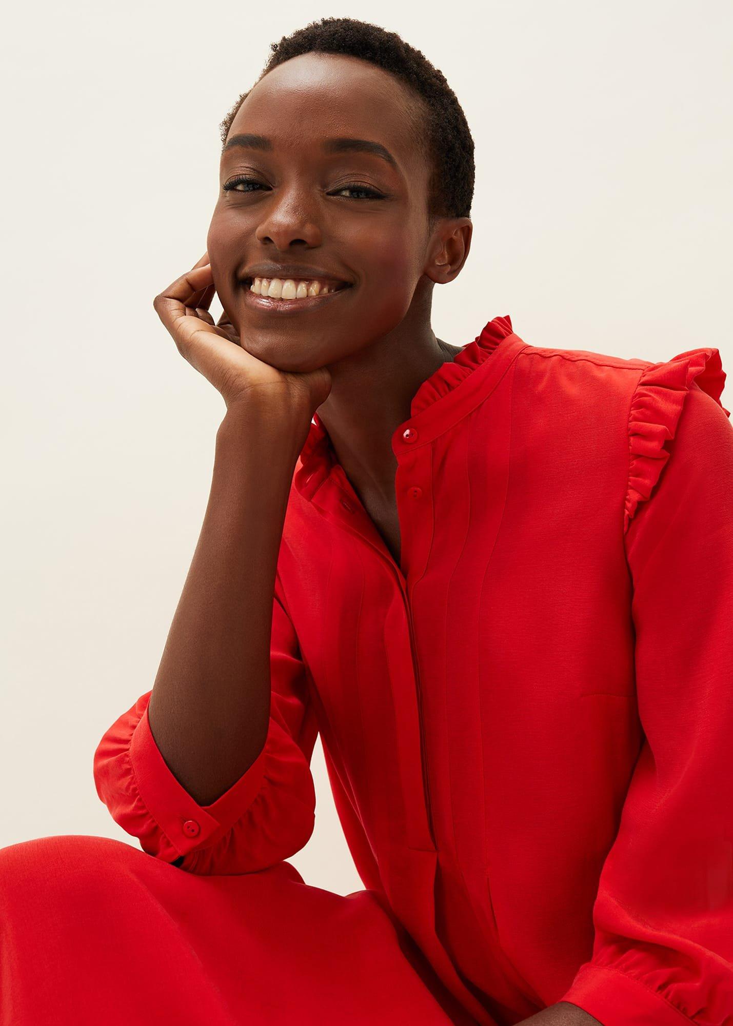 Nivana Frill Shirt Midi Dress