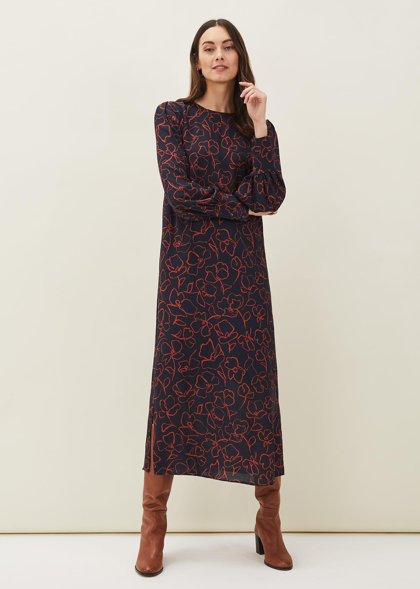 Cosmo Abstract Print Midi Dress