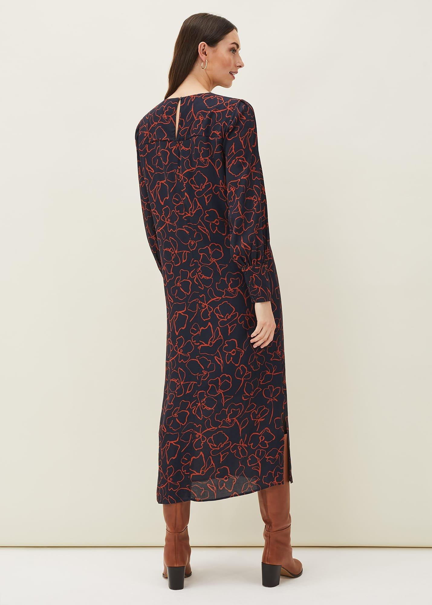 Cosmo Abstract Print Midi Dress