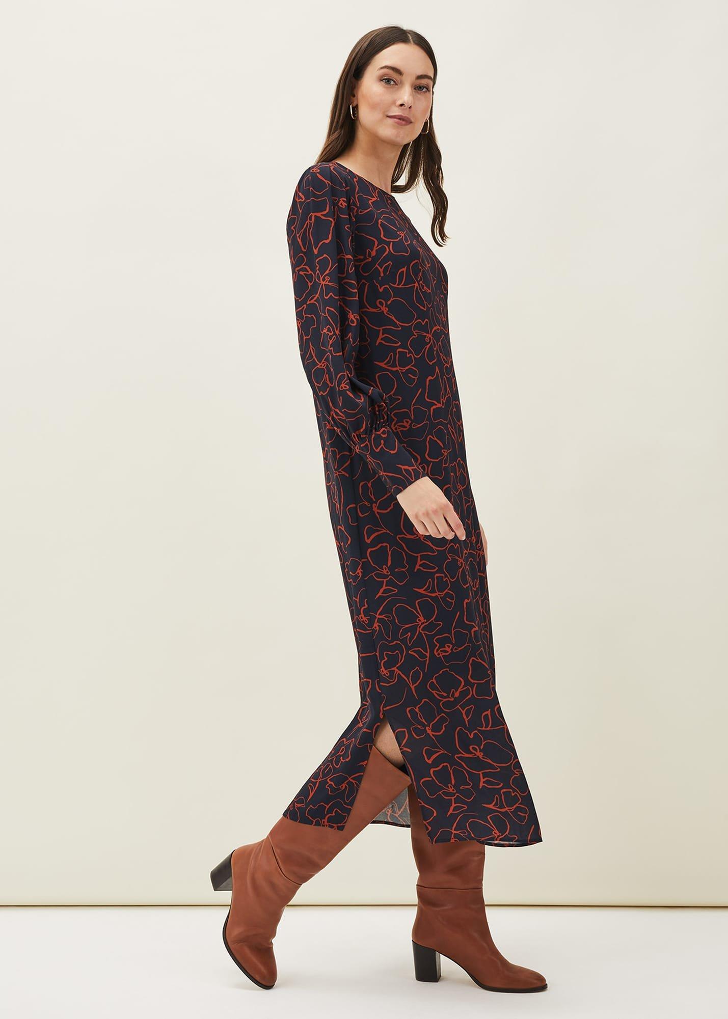 Cosmo Abstract Print Midi Dress