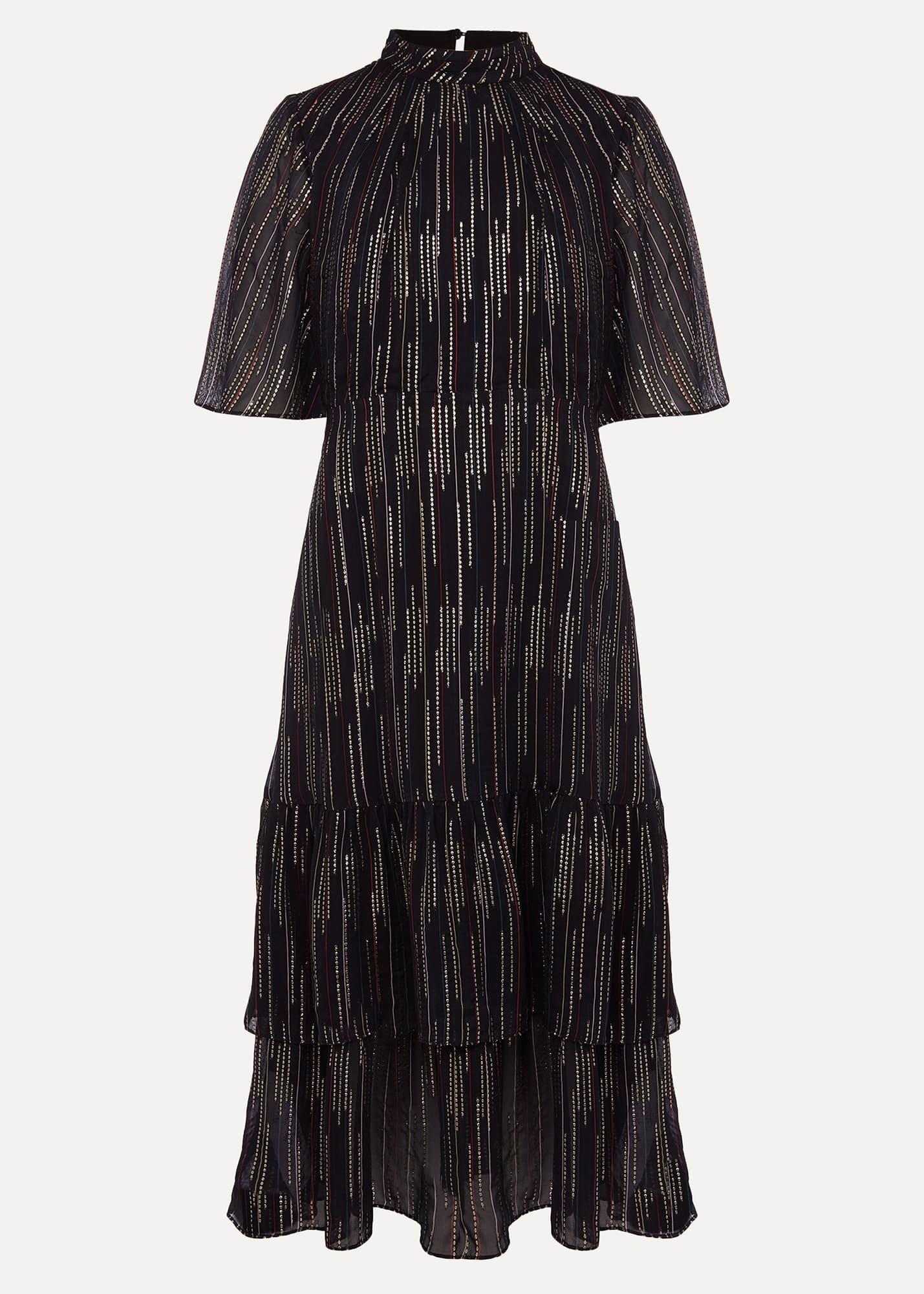 Holly Metallic Tiered Midi Dress