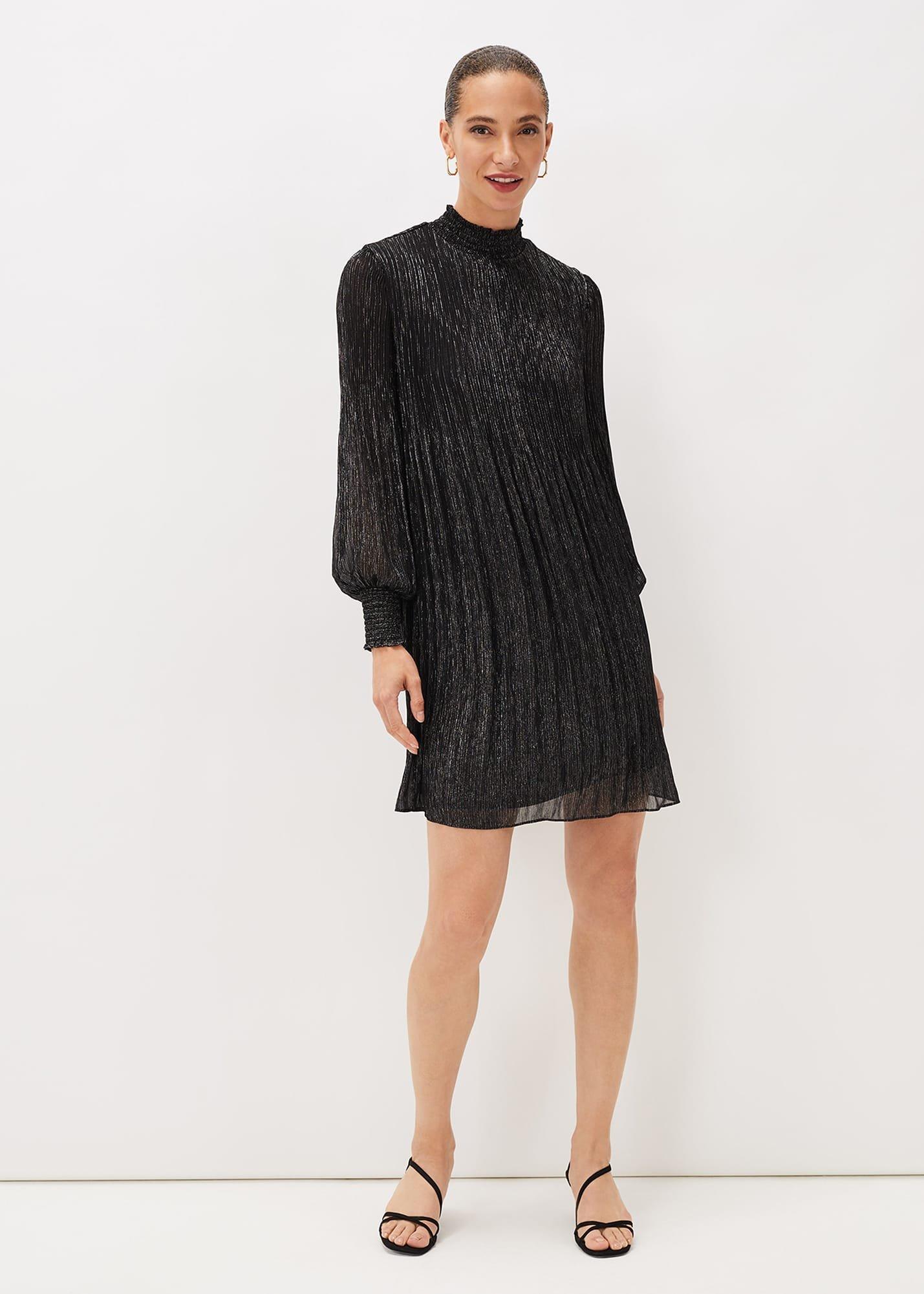 Elina Metallic Plisse Dress