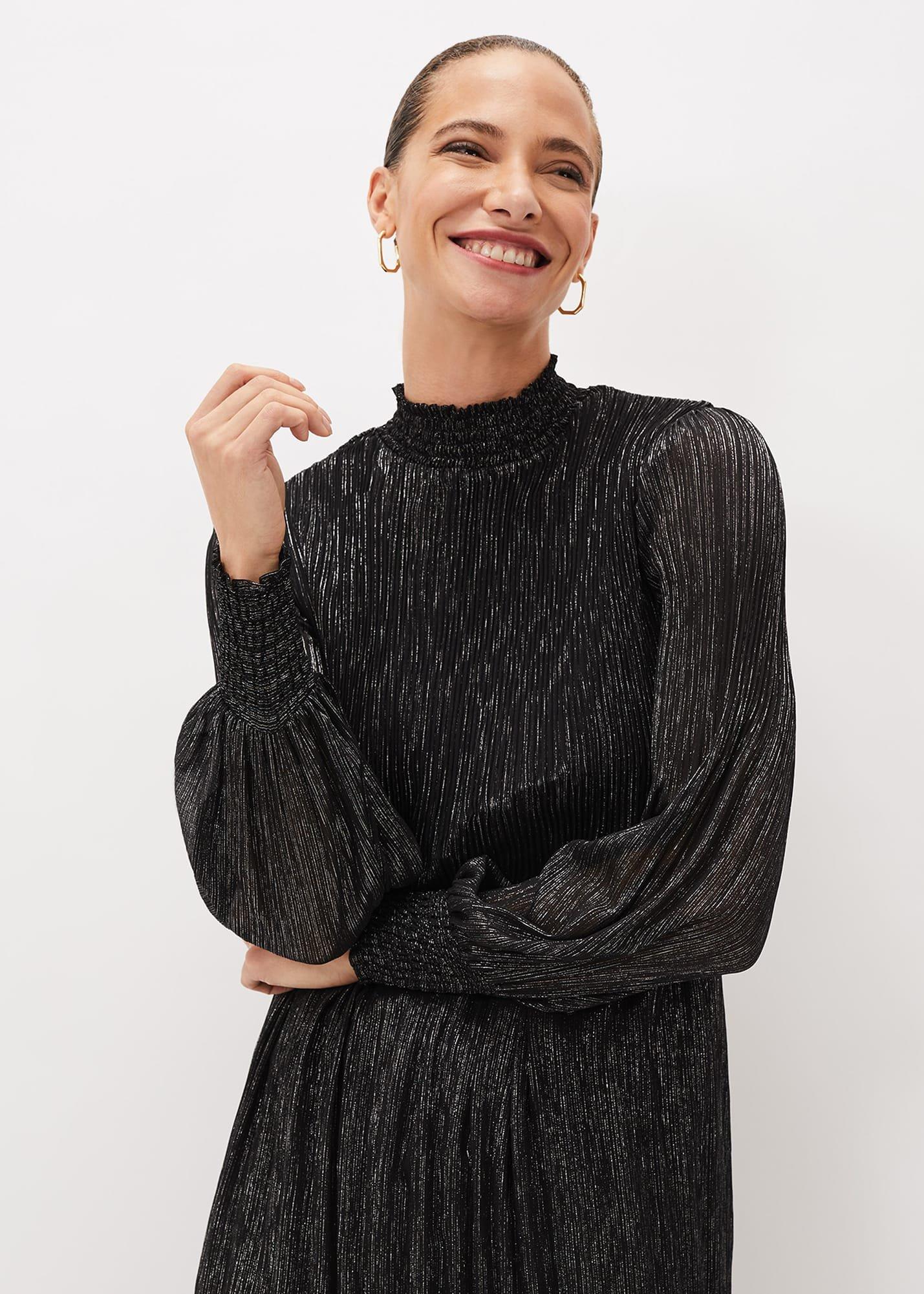 Elina Metallic Plisse Dress