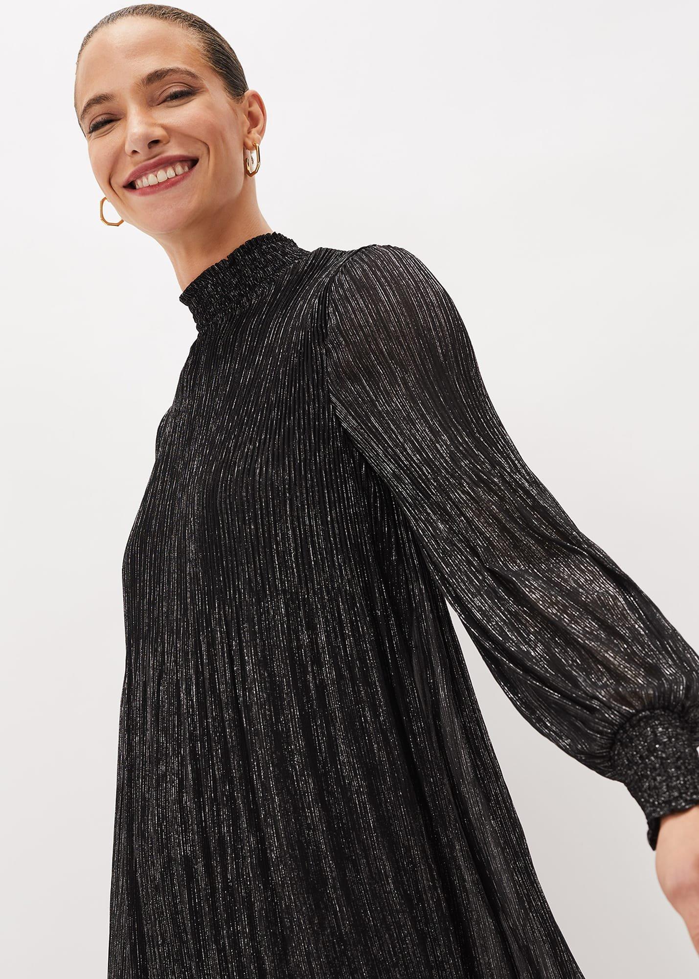 Elina Metallic Plisse Dress