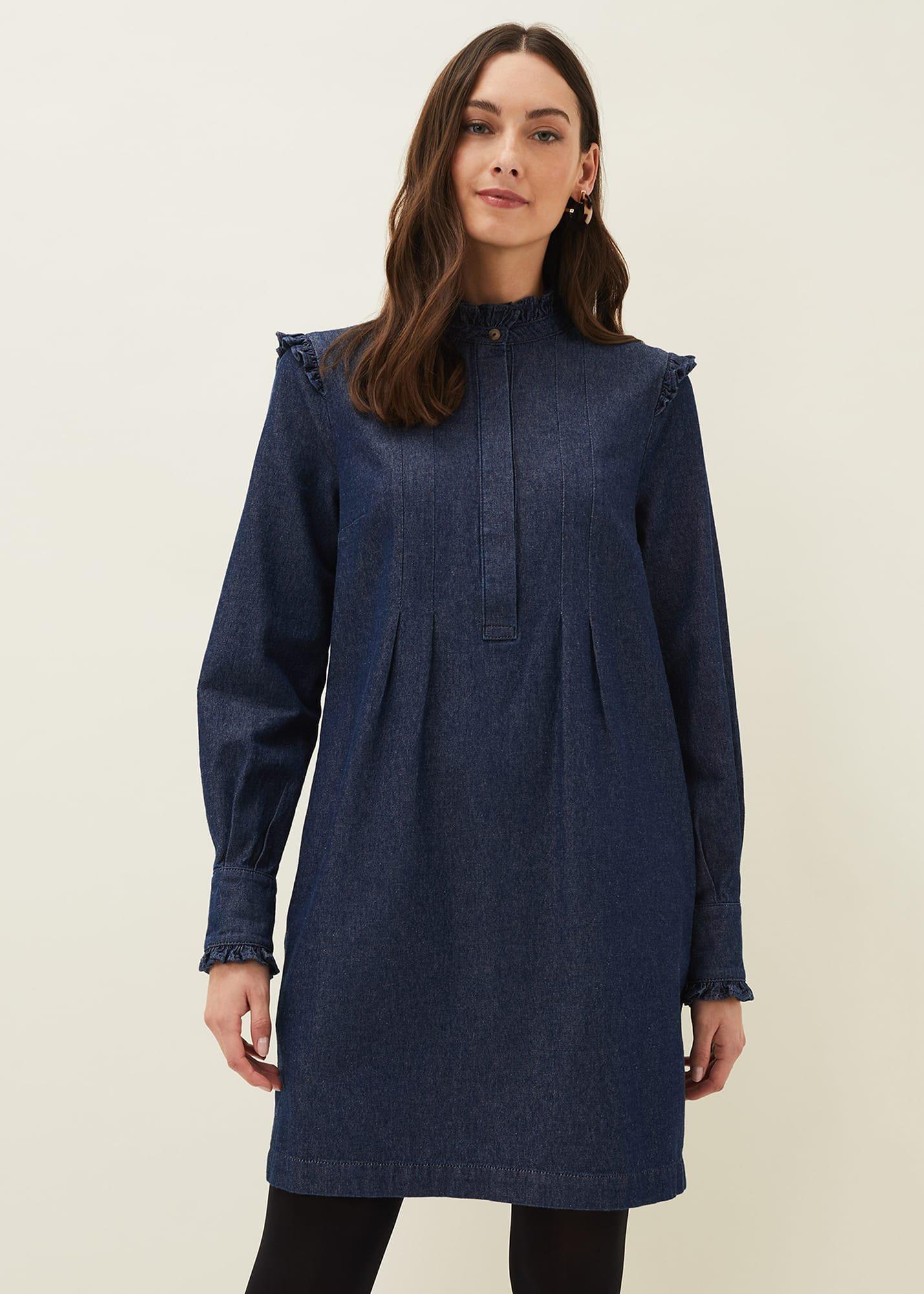 Saige Denim Frill Detail Dress