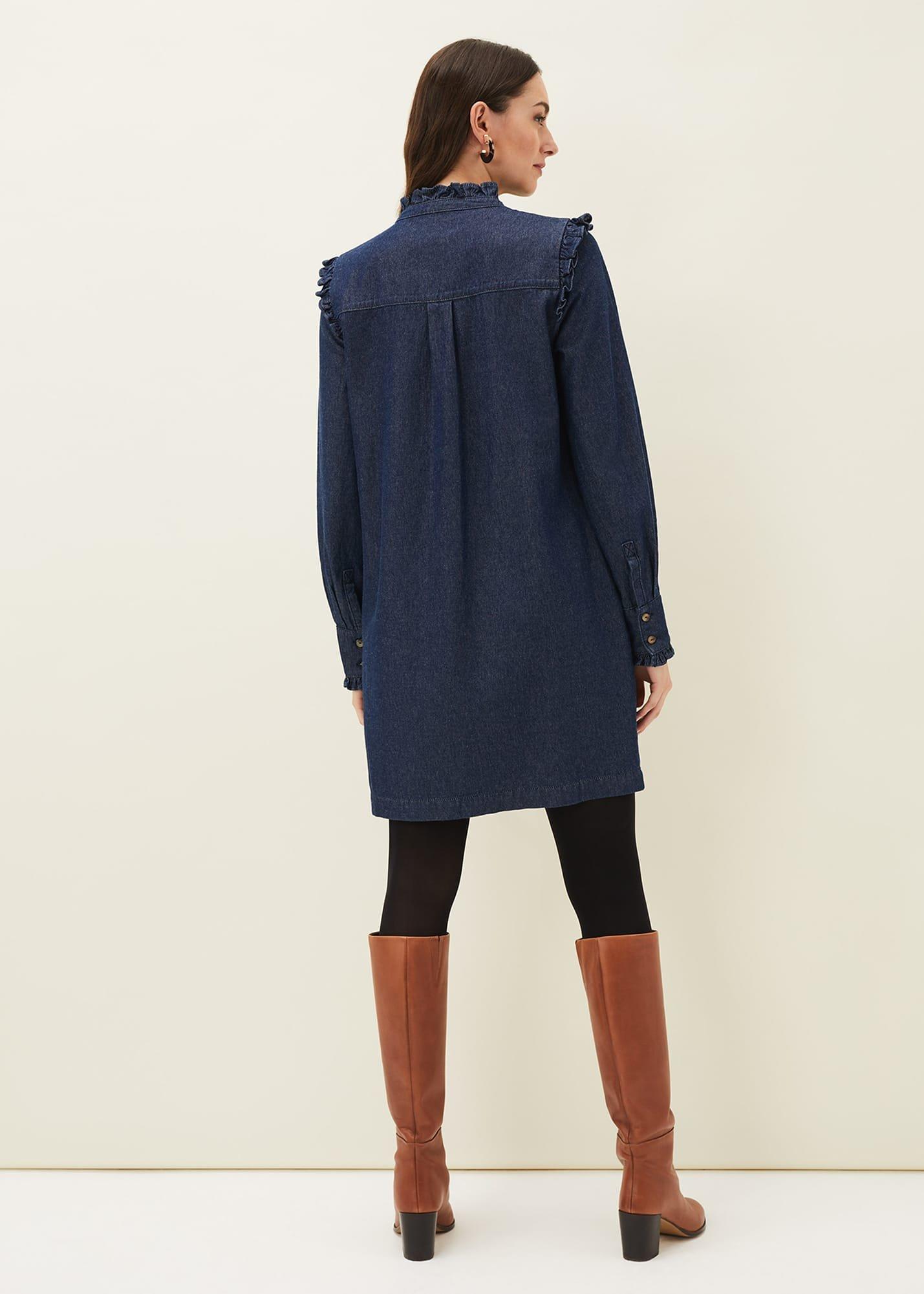 Saige Denim Frill Detail Dress