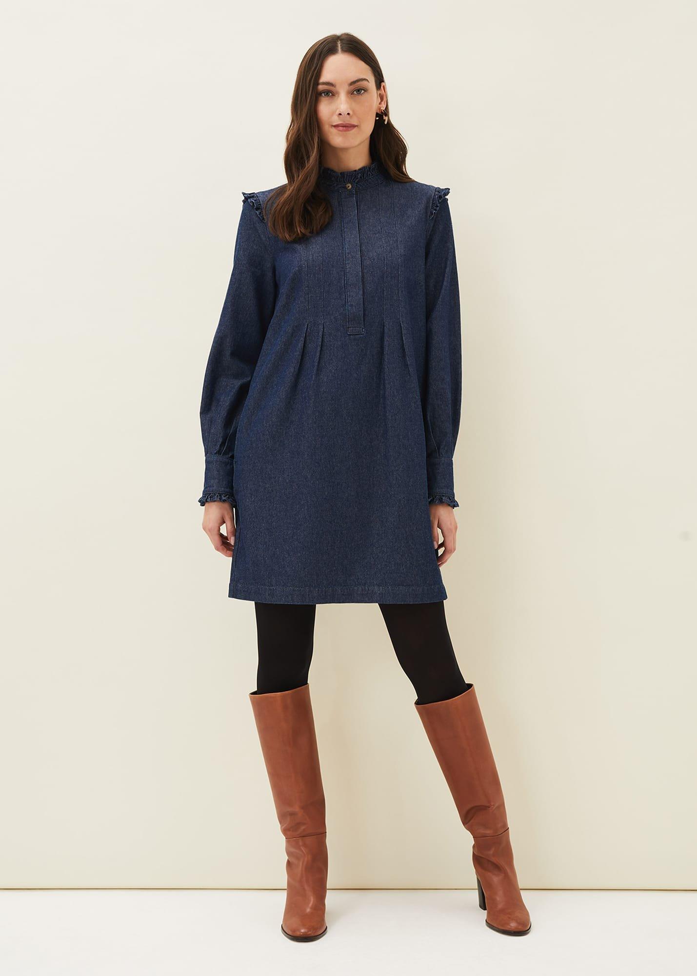 Saige Denim Frill Detail Dress