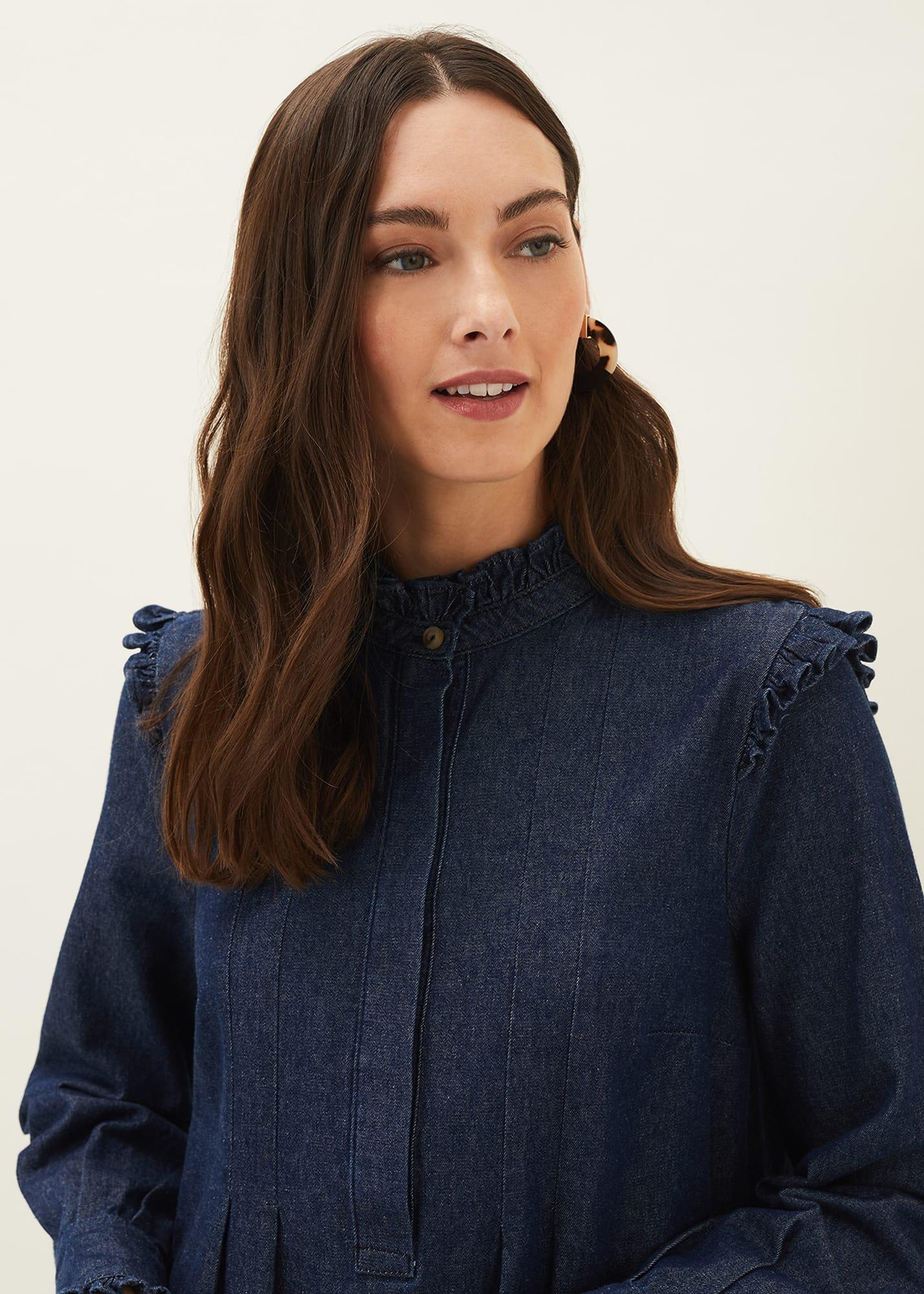 Saige Denim Frill Detail Dress