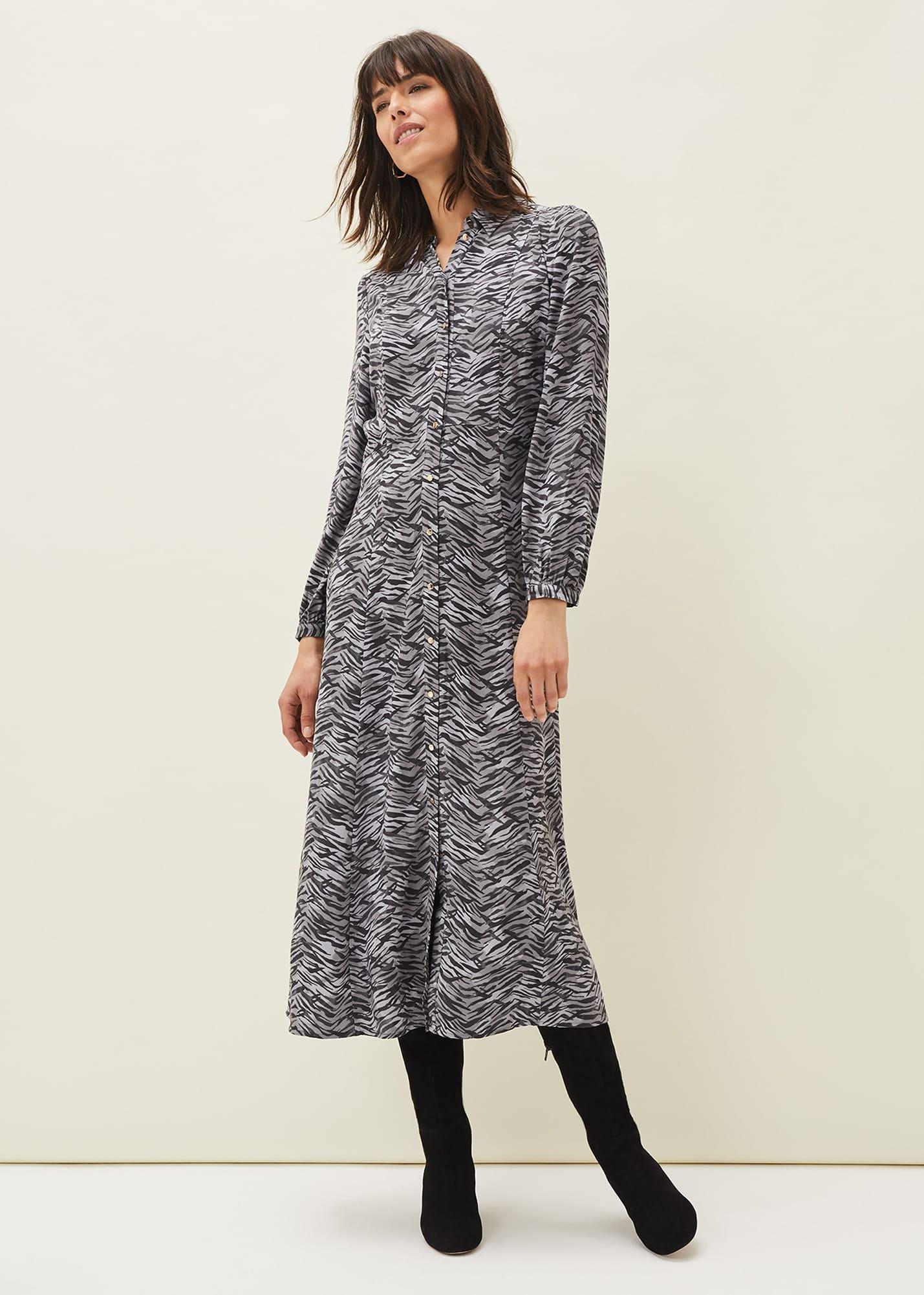 Amari Zebra Print Midaxi Dress