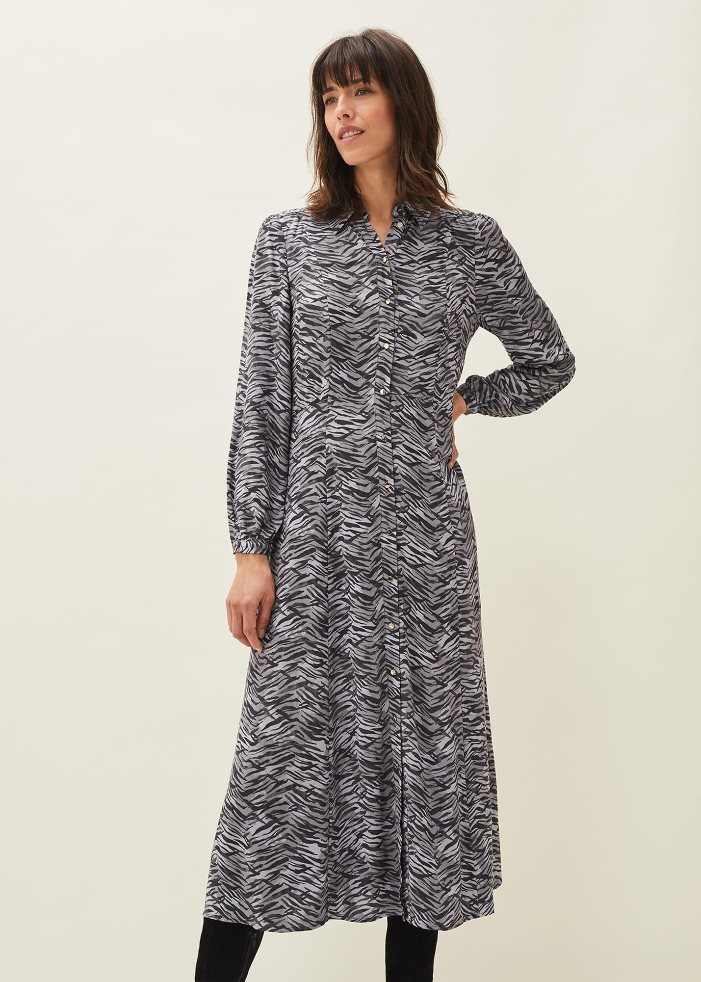 Amari Zebra Print Midaxi Dress
