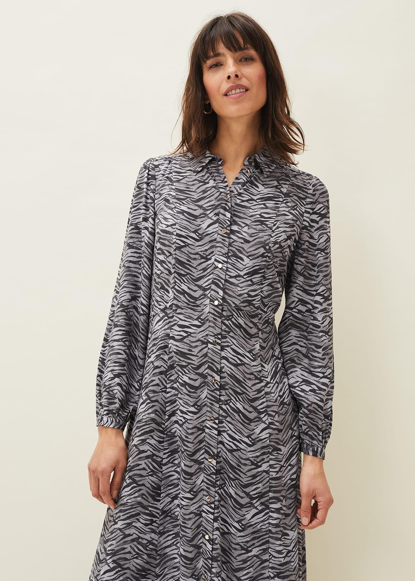 Amari Zebra Print Midaxi Dress