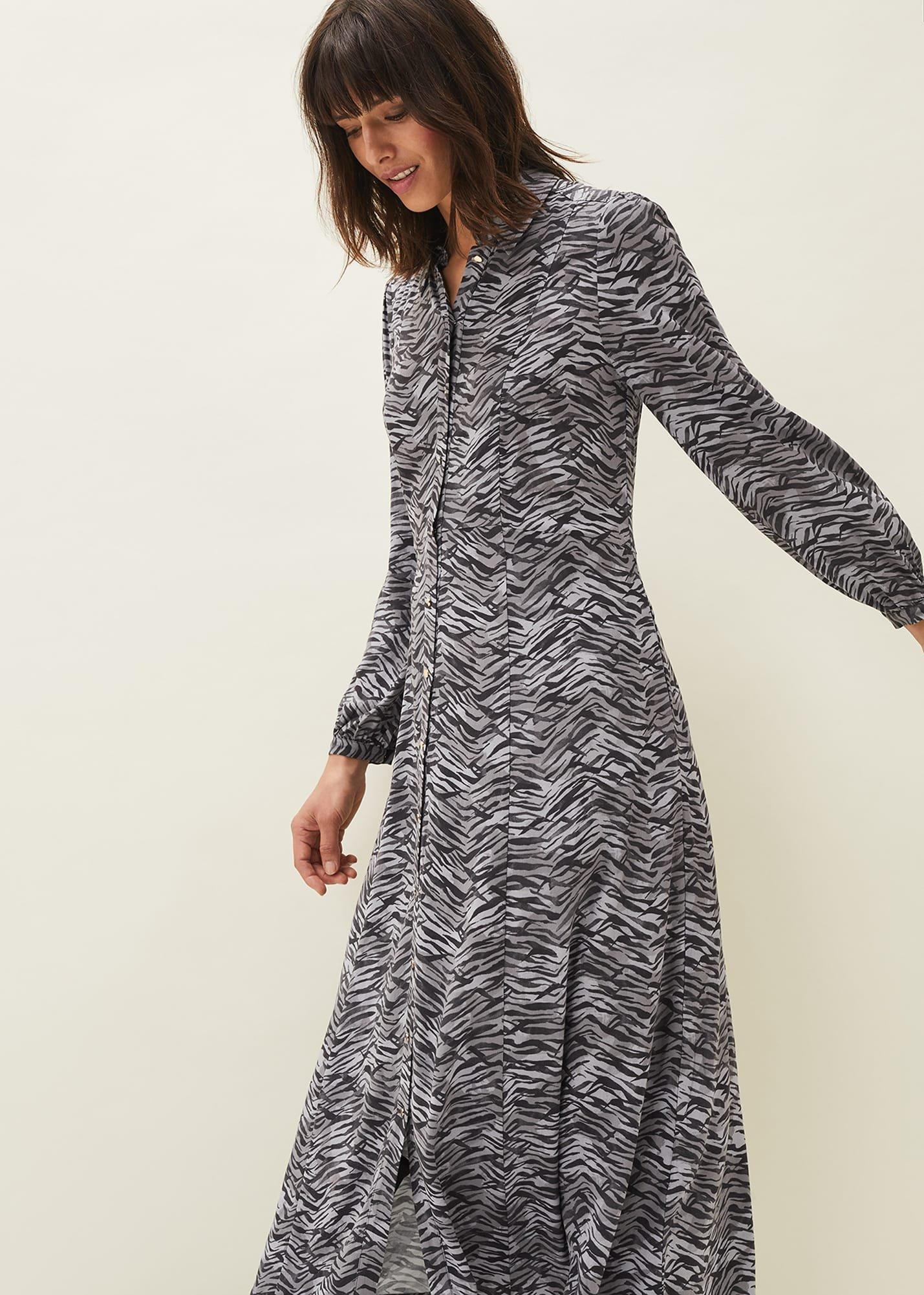 Amari Zebra Print Midaxi Dress
