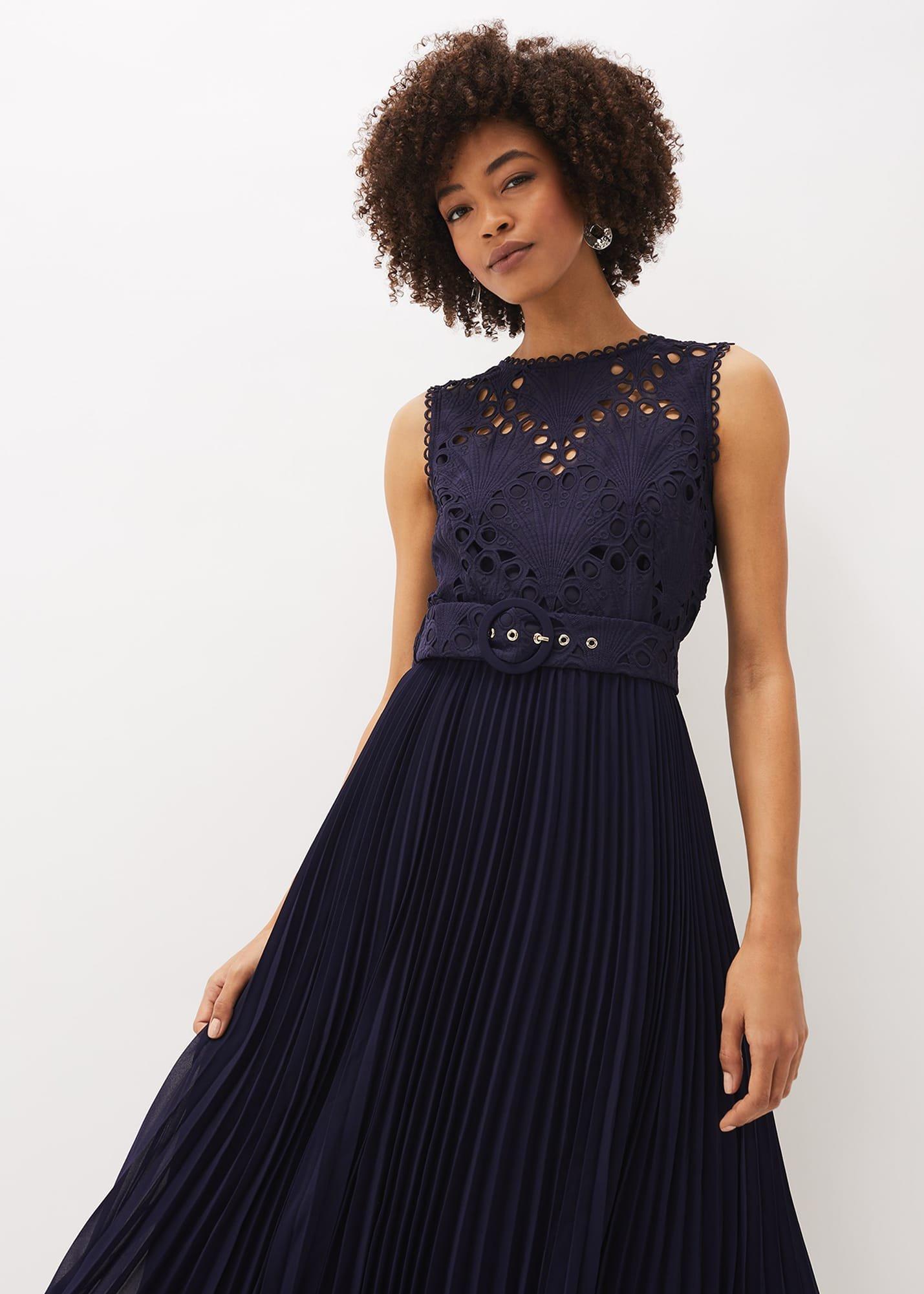 Amora Lace Bodice Pleated Dress