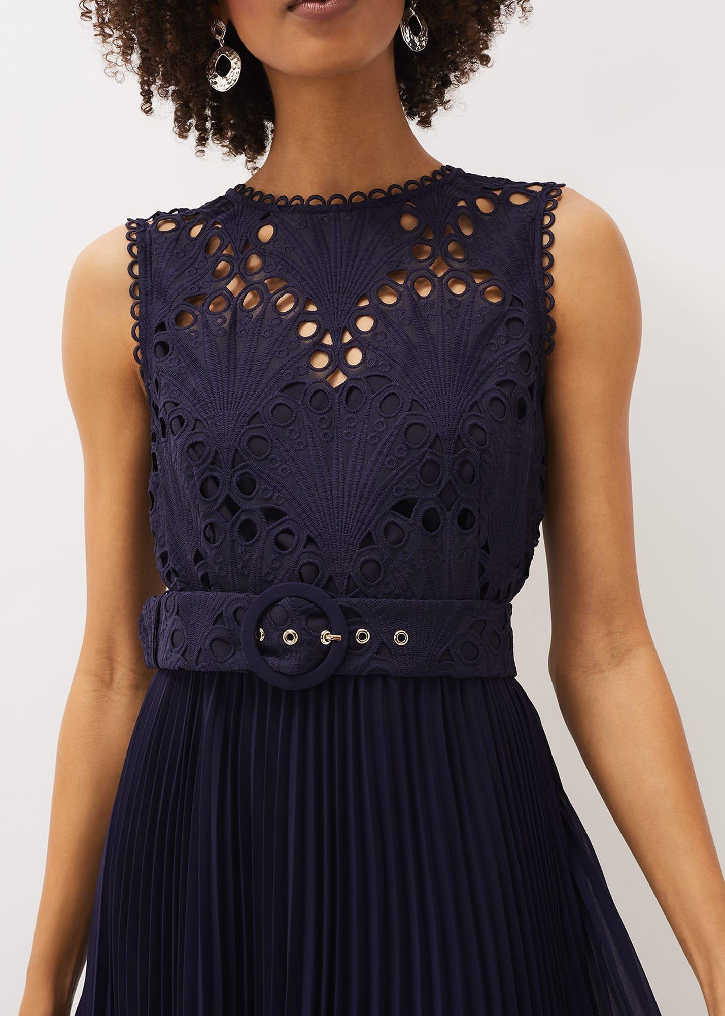 Amora Lace Bodice Pleated Dress