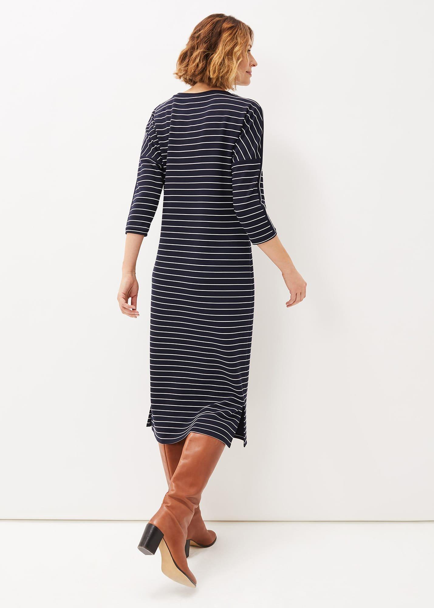 Cecile Stripe Midi Jersey Dress