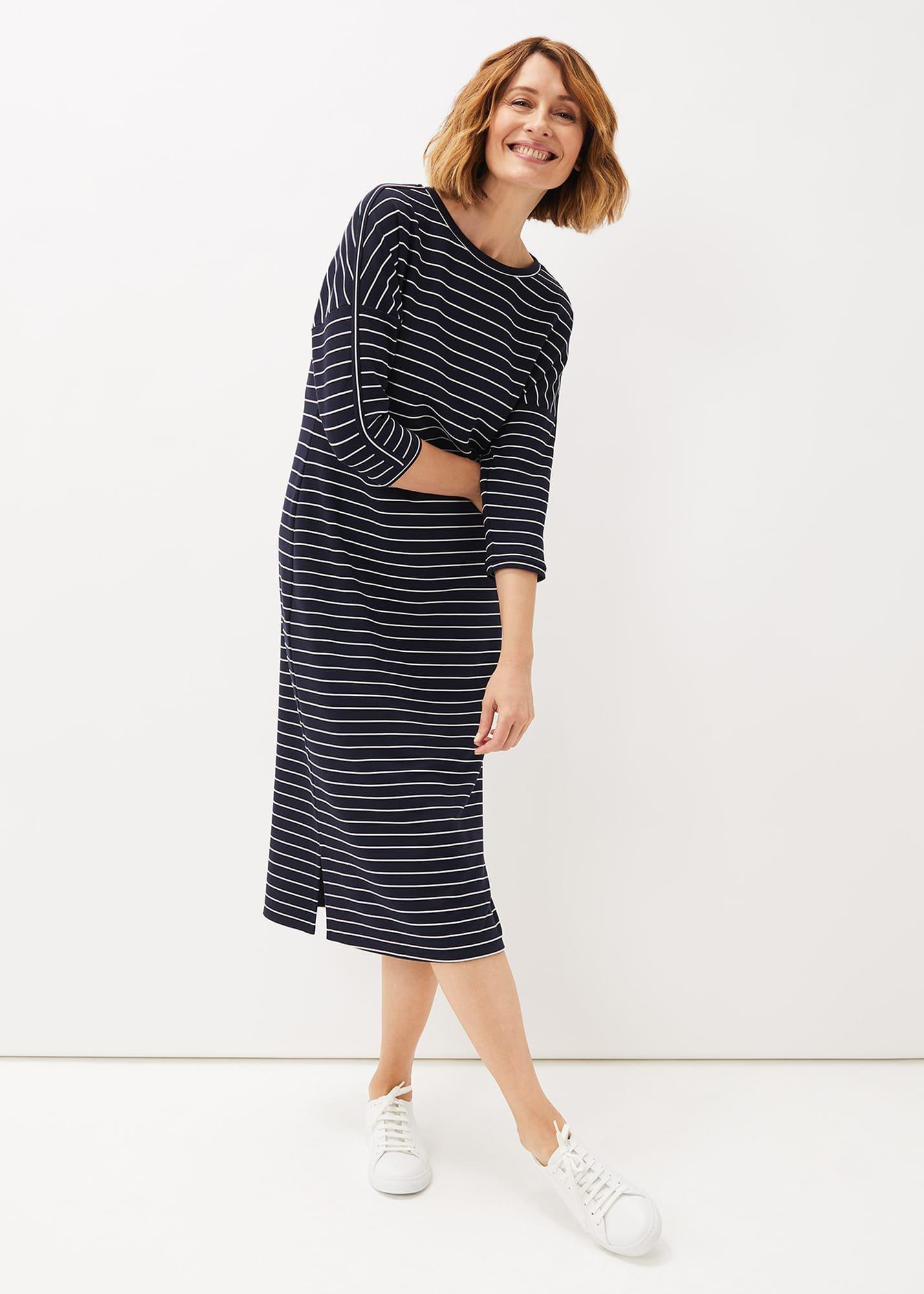 Cecile Stripe Midi Jersey Dress