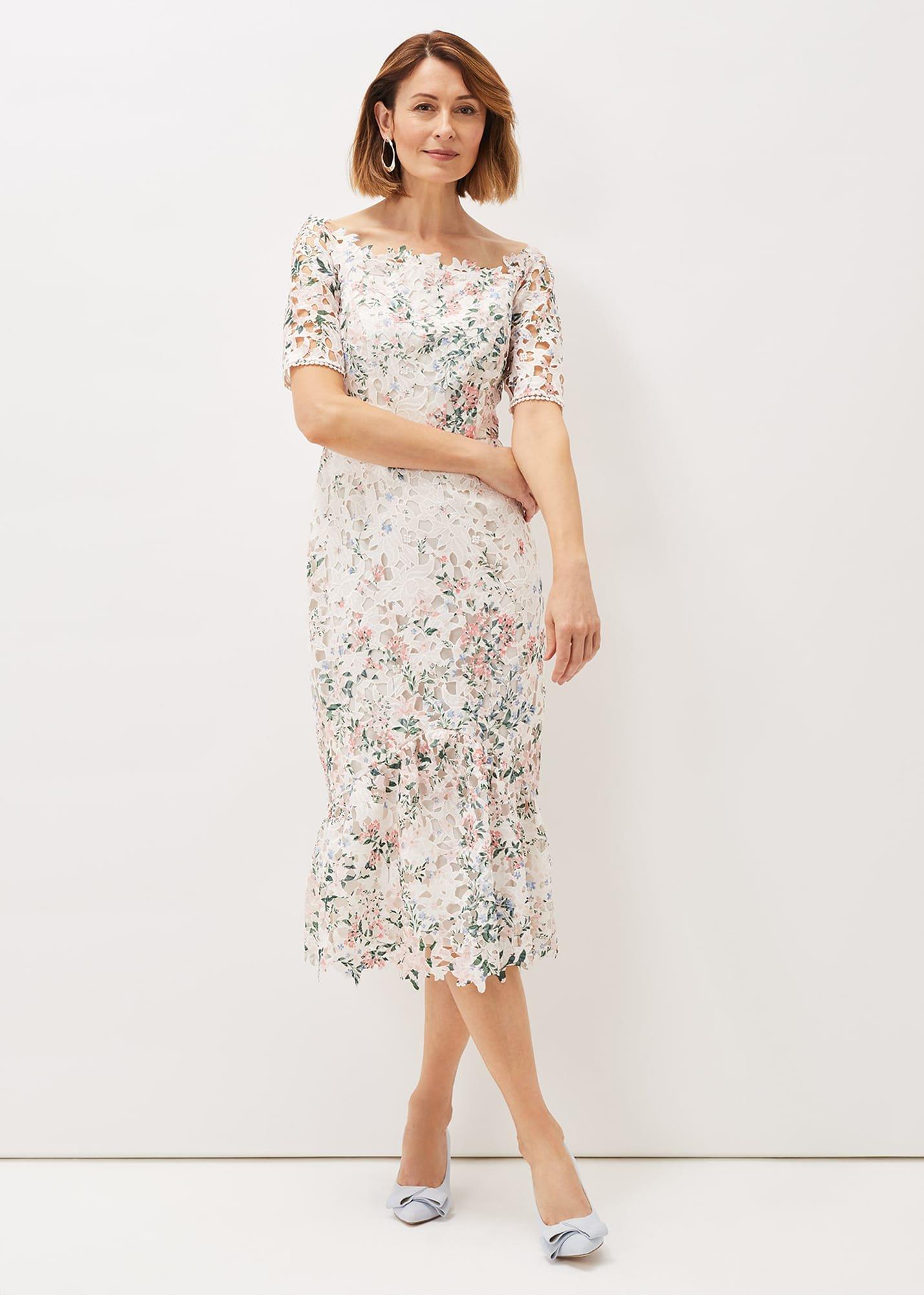 Franky Lace Bardot Midi Dress