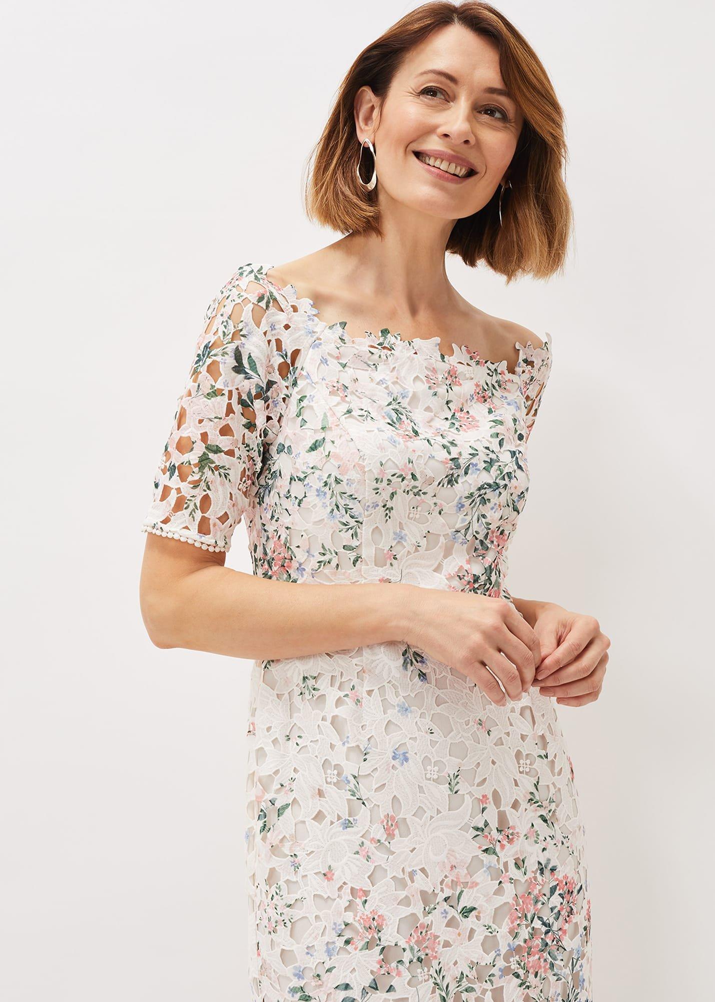 Franky Lace Bardot Midi Dress