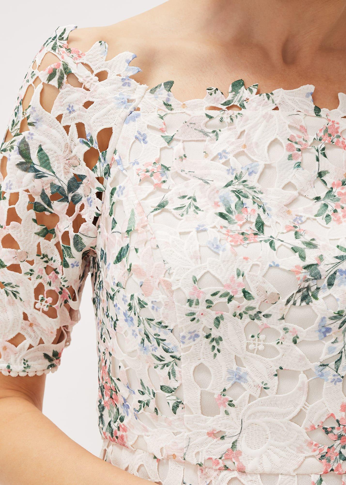 Franky Lace Bardot Midi Dress