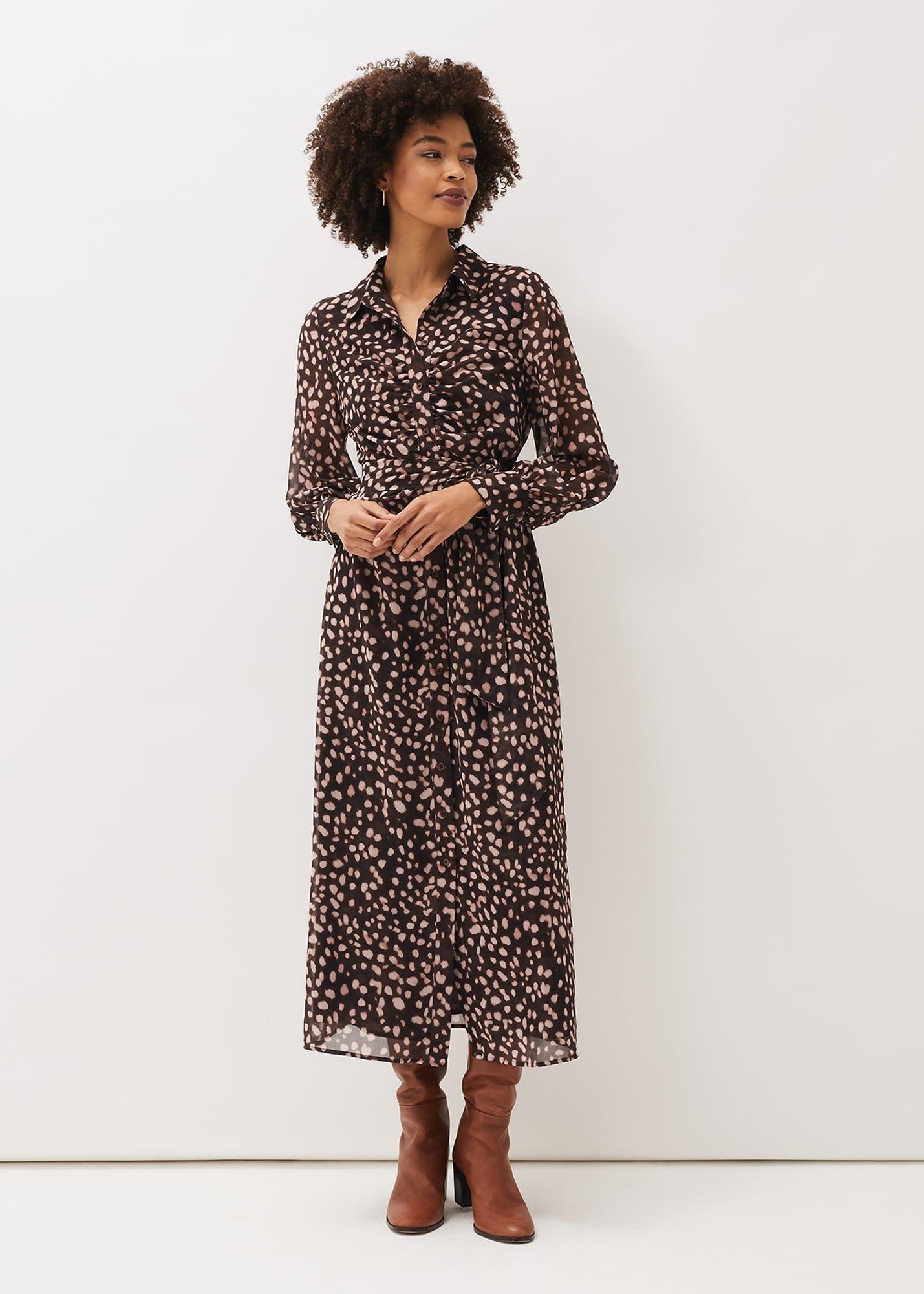 Libby Spot Print Midi Dress